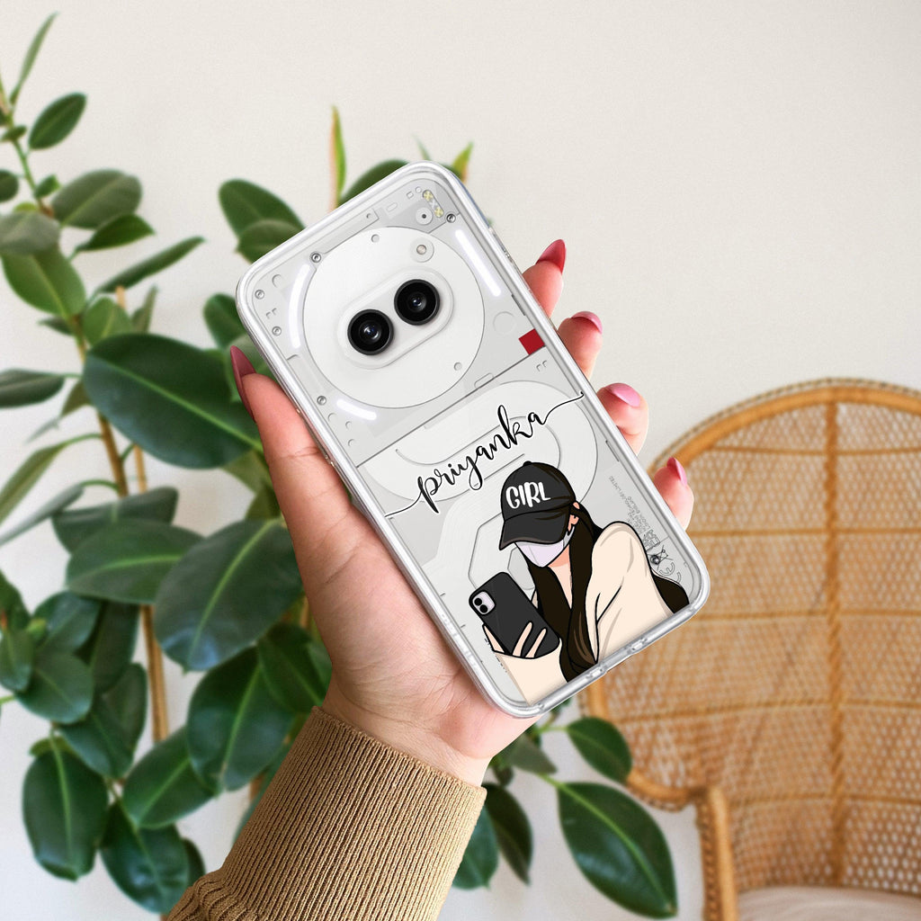 Stylish Girl With Cap Customize Transparent Silicon Case For Nothing - ShopOnCliQ