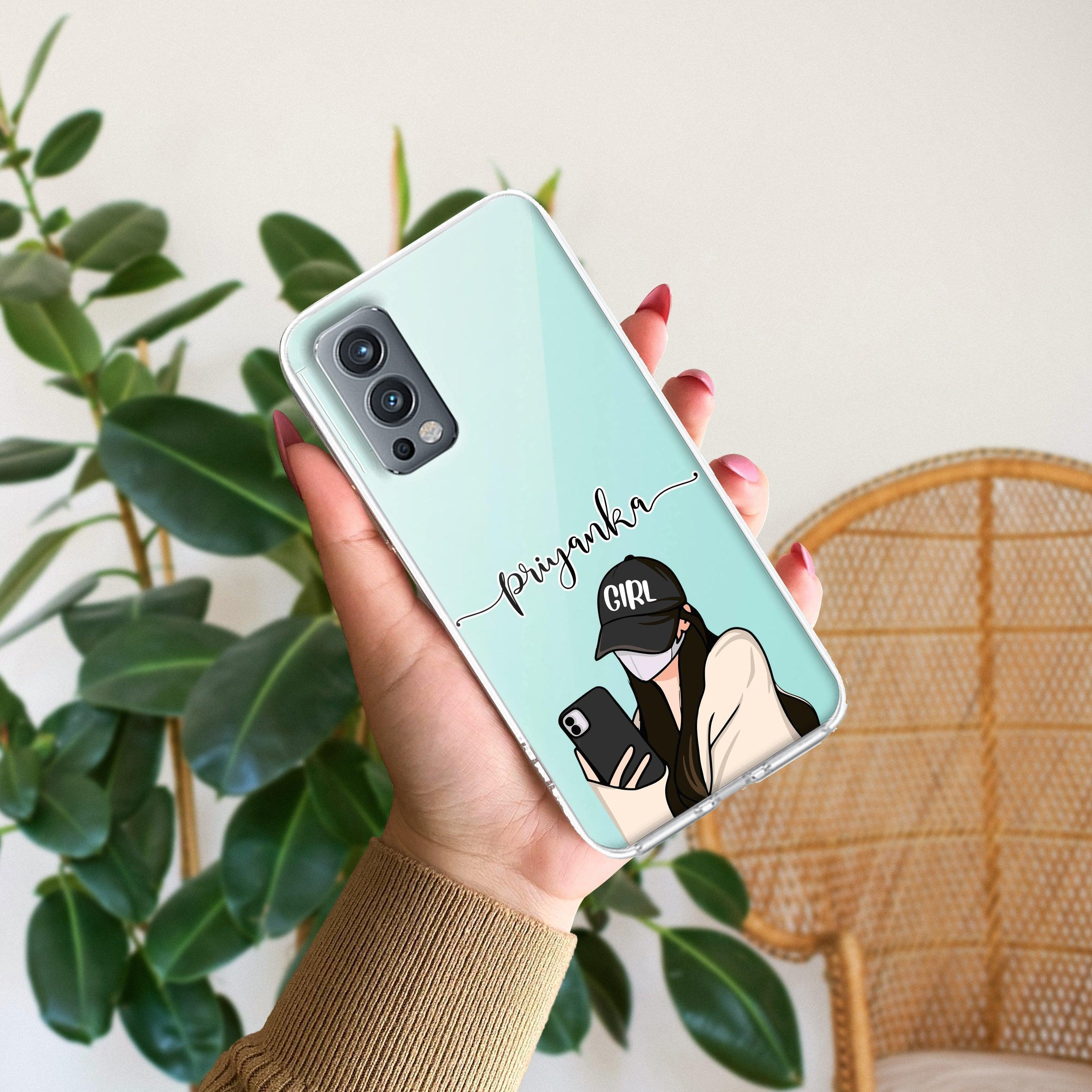 Stylish Girl With Cap Customize Transparent Silicon Case For OnePlus