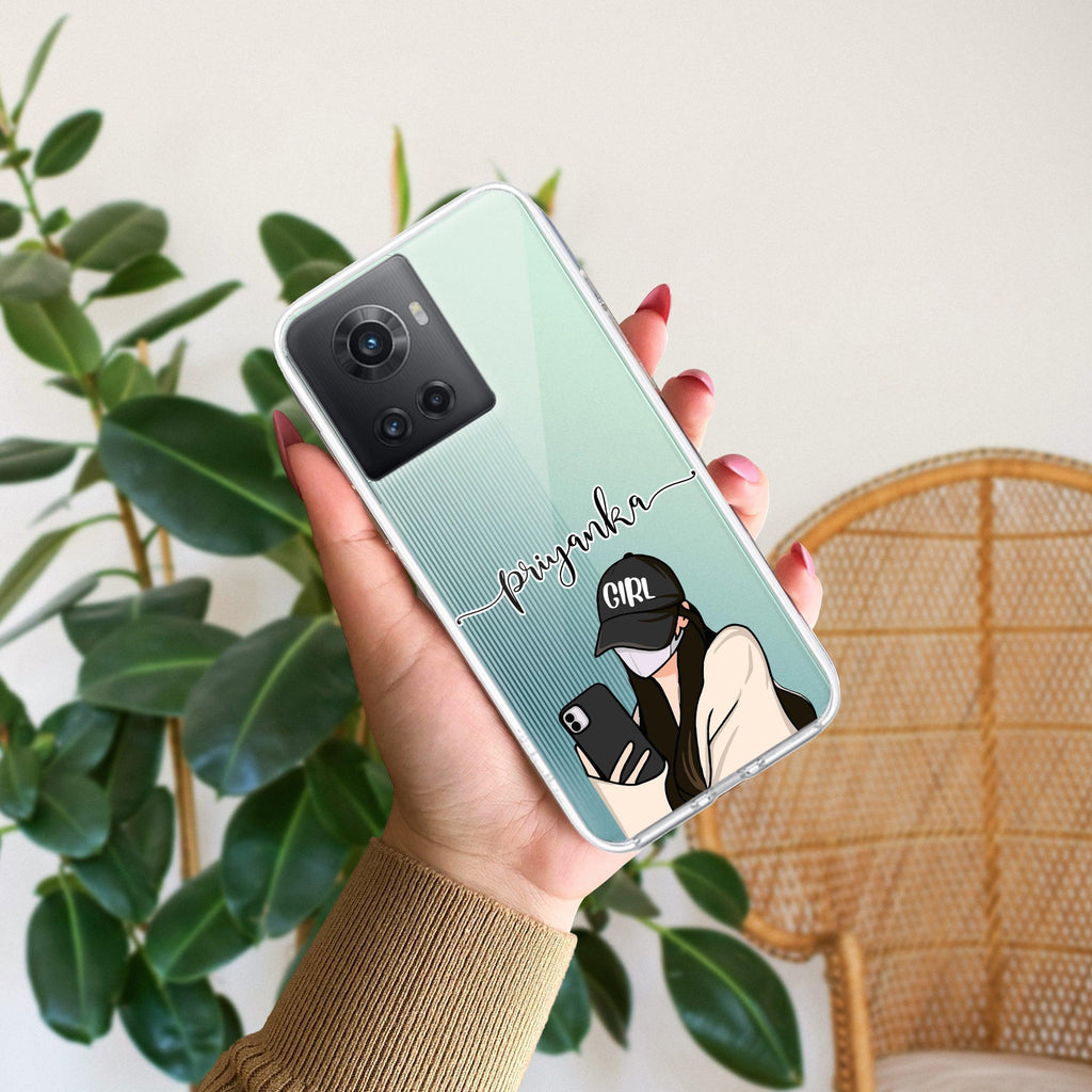 Stylish Girl With Cap Customize Anti Yellow Case For OnePlus 10R 5G