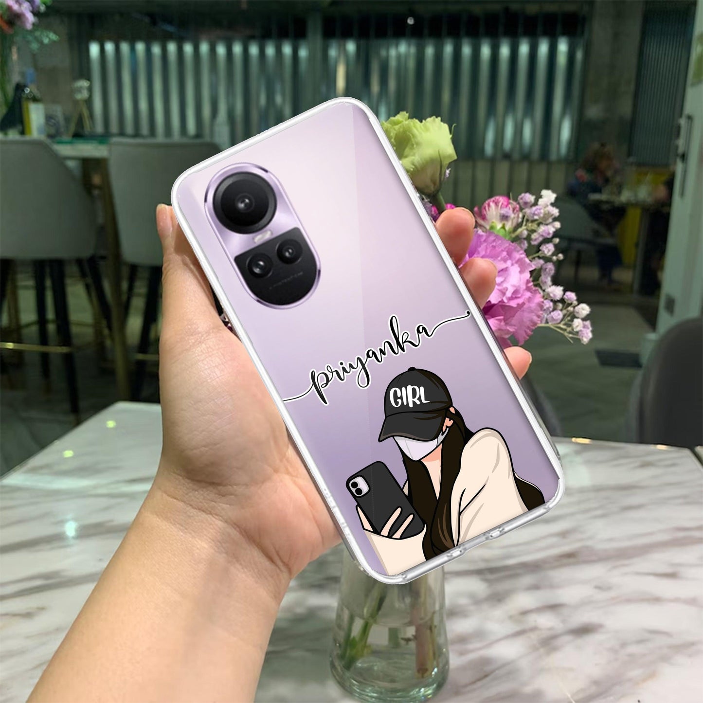Stylish Girl With Cap Customize Transparent Silicon Case For Oppo