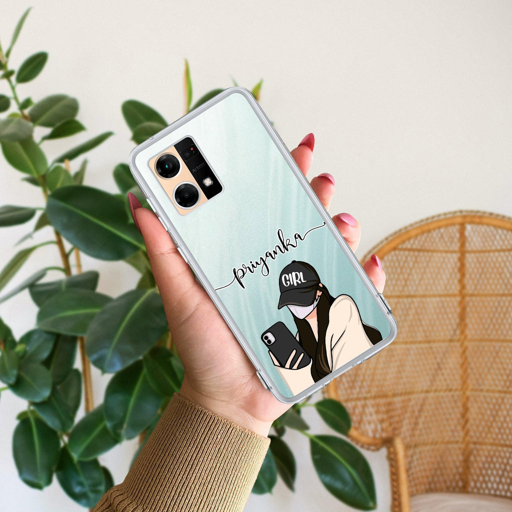 Stylish Girl With Cap Customize Anti Yellow Case For Oppo F21 Pro (4G)