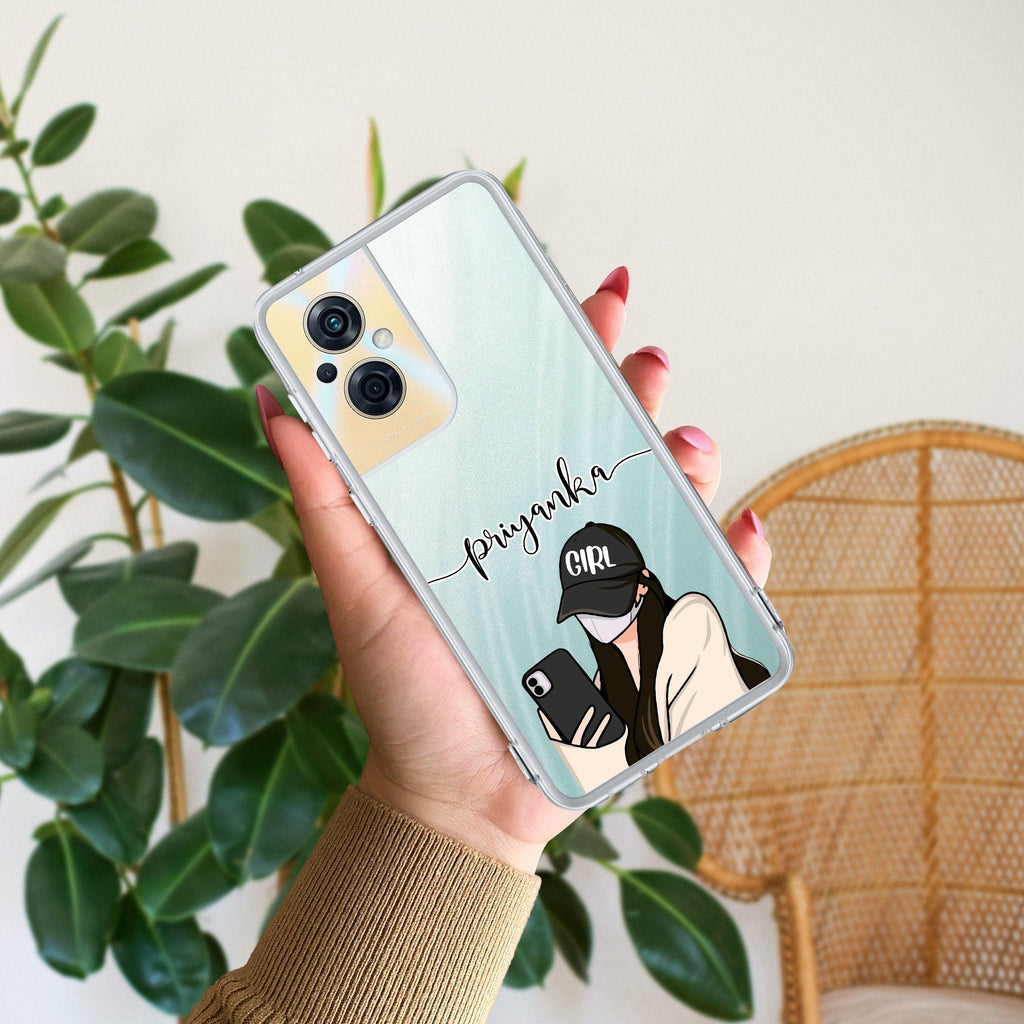 Stylish Girl With Cap Customize Anti Yellow Case For Oppo F21 Pro (5G)