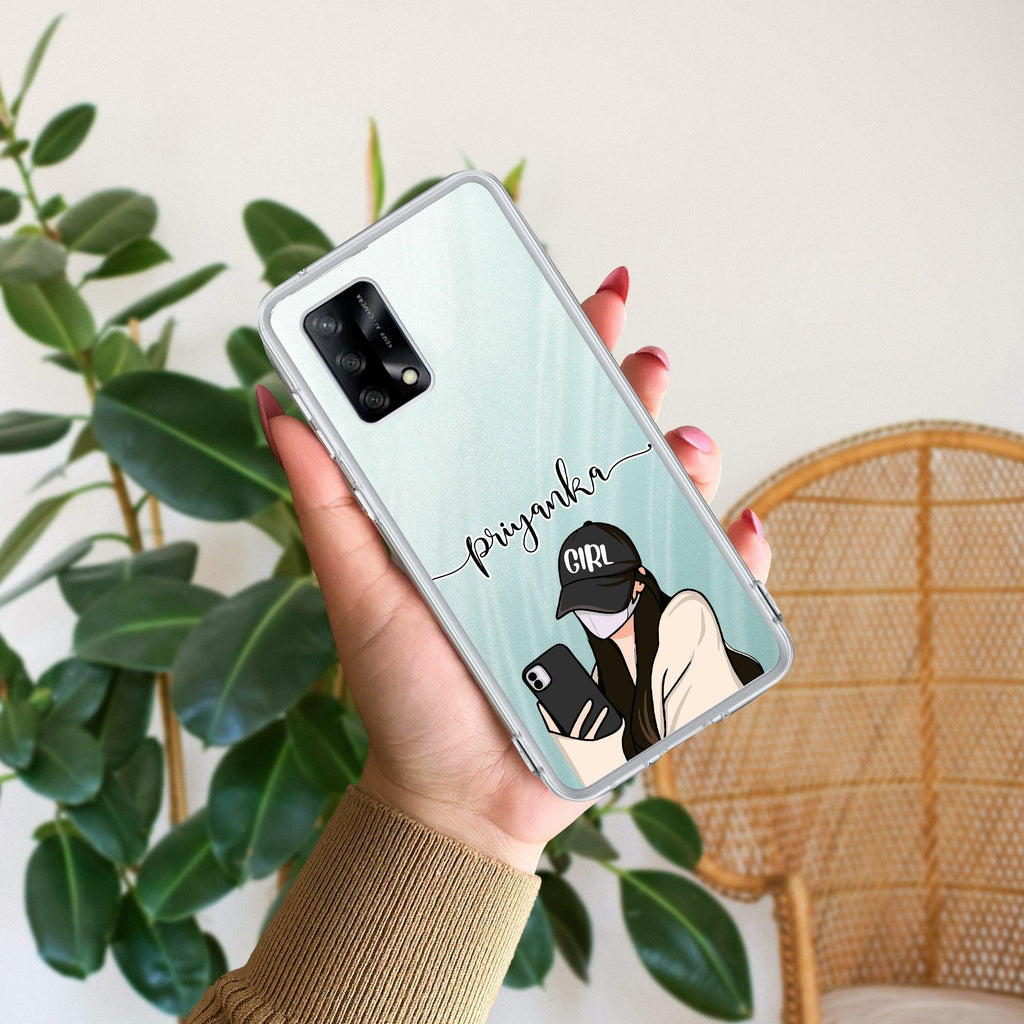 Stylish Girl With Cap Customize Anti Yellow Case For Oppo F19 / Oppo F19s