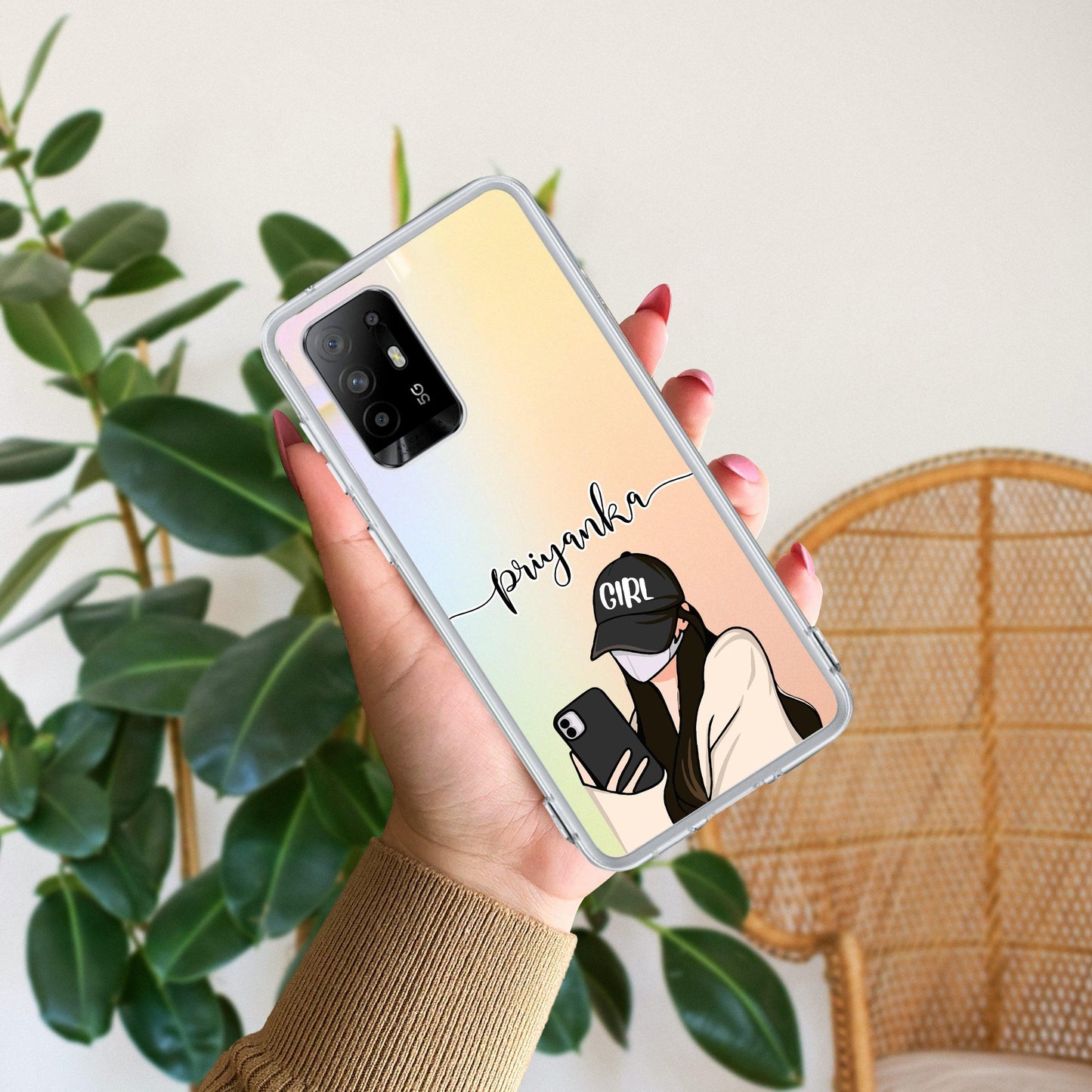 Stylish Girl With Cap Customize Transparent Silicon Case For Oppo