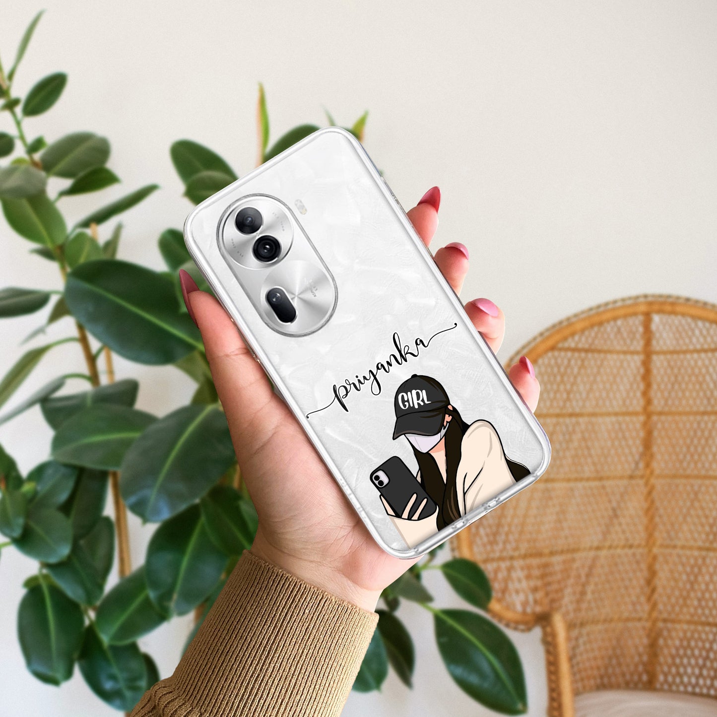 Stylish Girl With Cap Customize Transparent Silicon Case For Oppo ShopOnCliQ