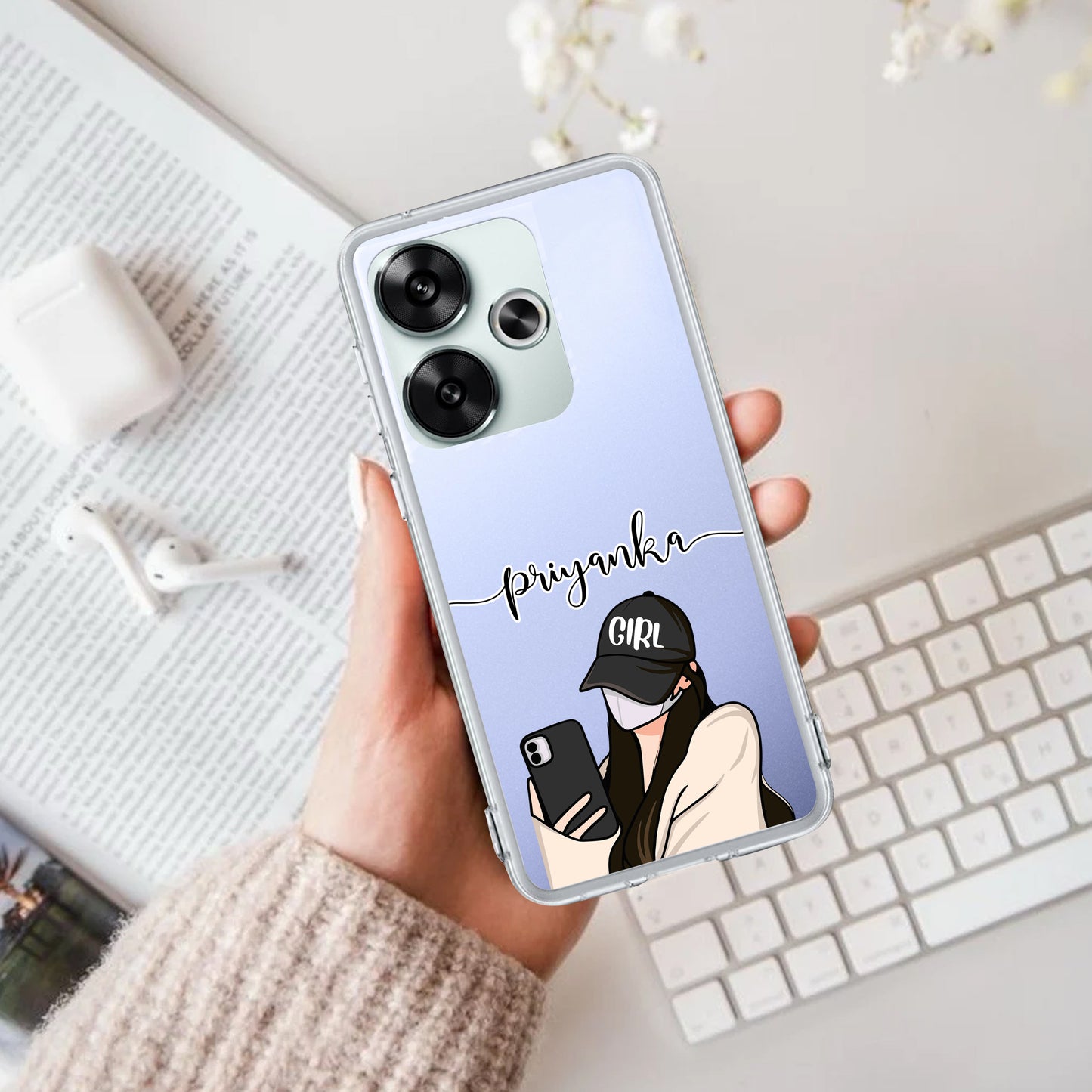 Stylish Girl With Cap Customize Transparent Silicon Case For Poco - ShopOnCliQ