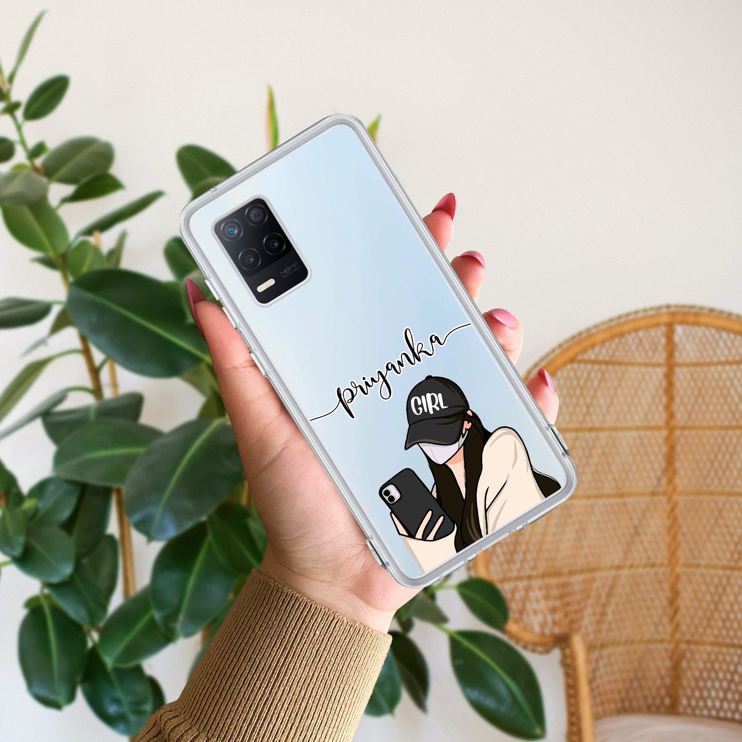 Stylish Girl With Cap Customize Transparent Silicon Case For Realme/Narzo ShopOnCliQ