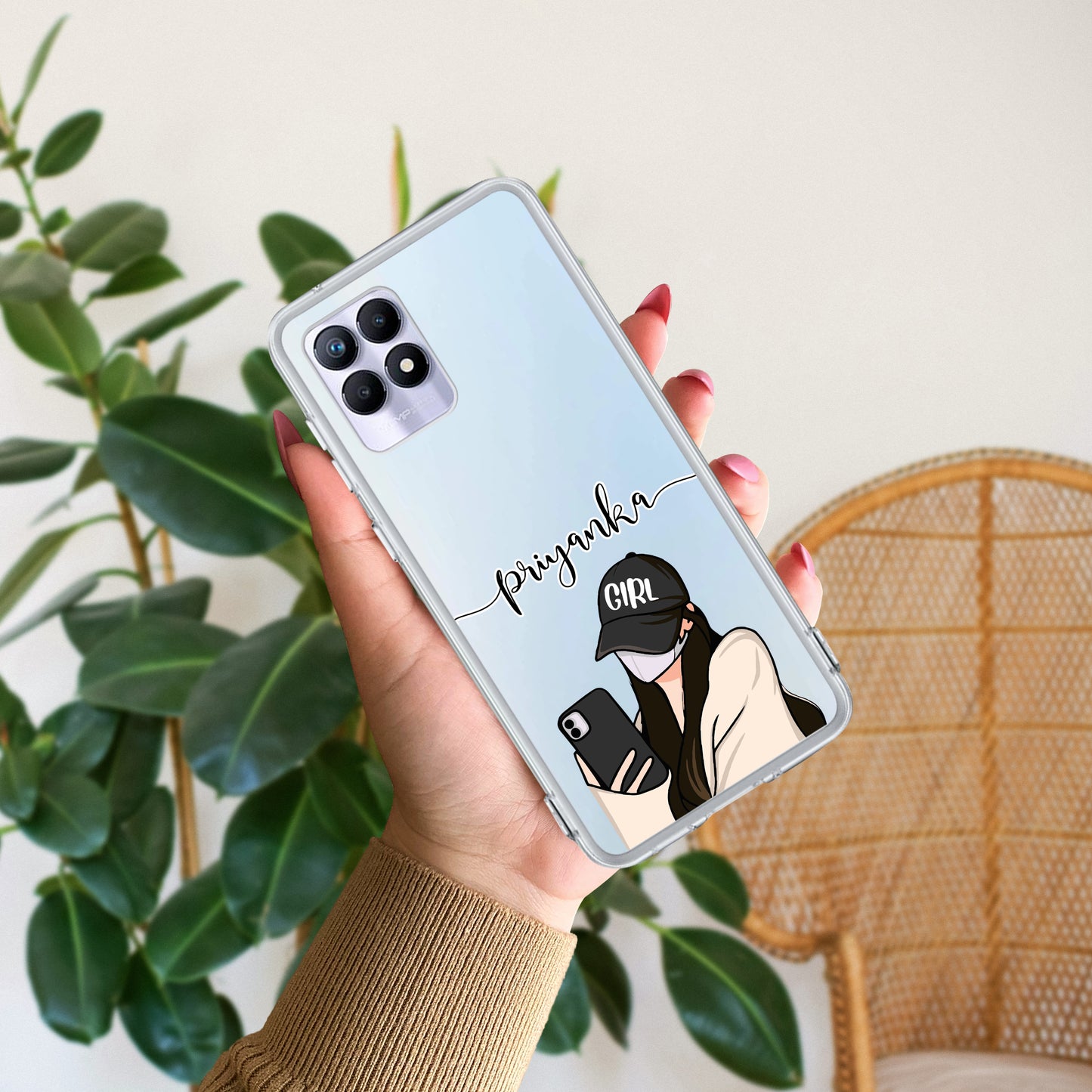 Stylish Girl With Cap Customize Transparent Silicon Case For Realme/Narzo ShopOnCliQ