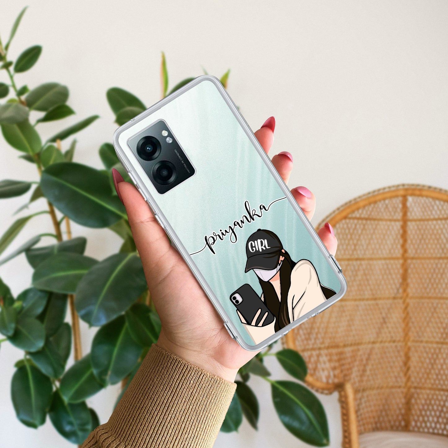 Stylish Girl With Cap Customize Transparent Silicon Case For Realme/Narzo ShopOnCliQ