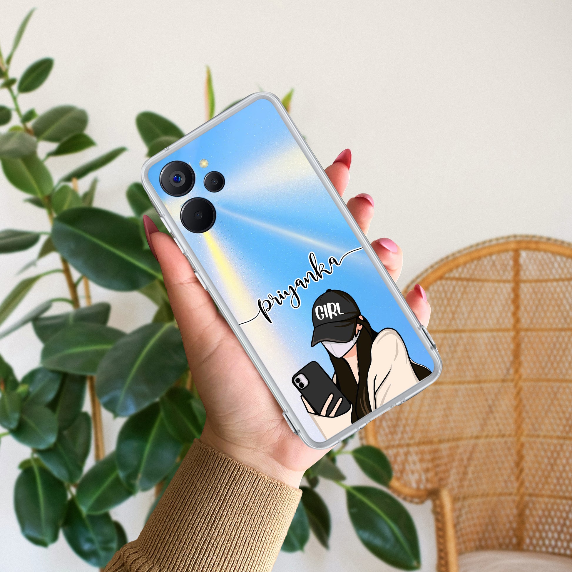 Stylish Girl With Cap Customize Transparent Silicon Case For Realme/Narzo ShopOnCliQ