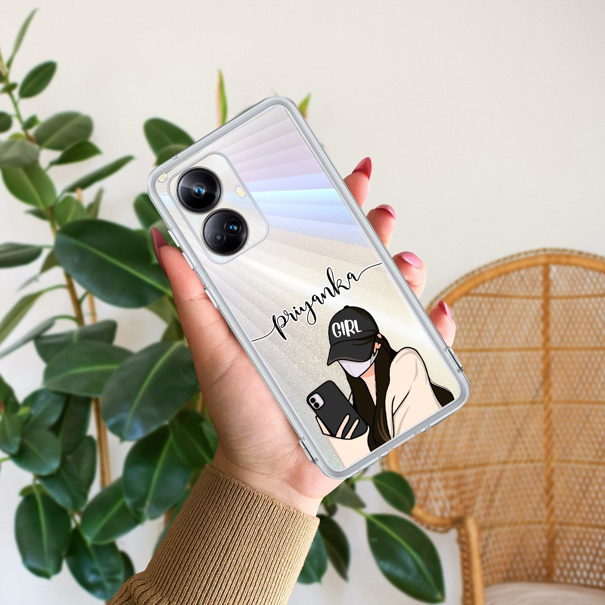 Stylish Girl With Cap Customize Transparent Silicon Case For Realme/Narzo ShopOnCliQ