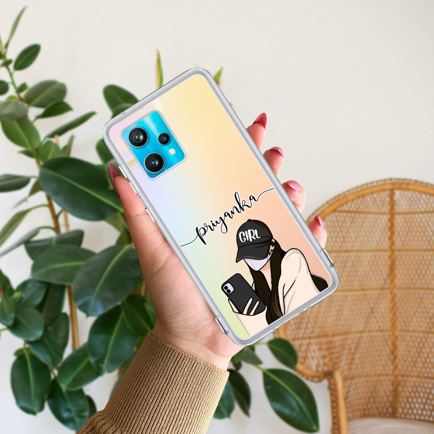 Stylish Girl With Cap Customize Transparent Silicon Case For Realme/Narzo ShopOnCliQ