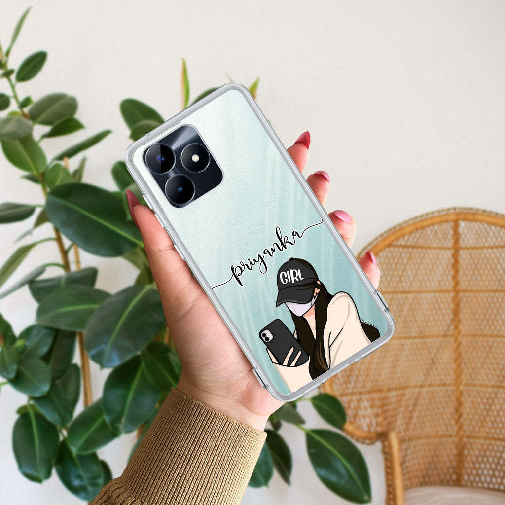 Stylish Girl With Cap Customize Transparent Silicon Case For Realme/Narzo - ShopOnCliQ