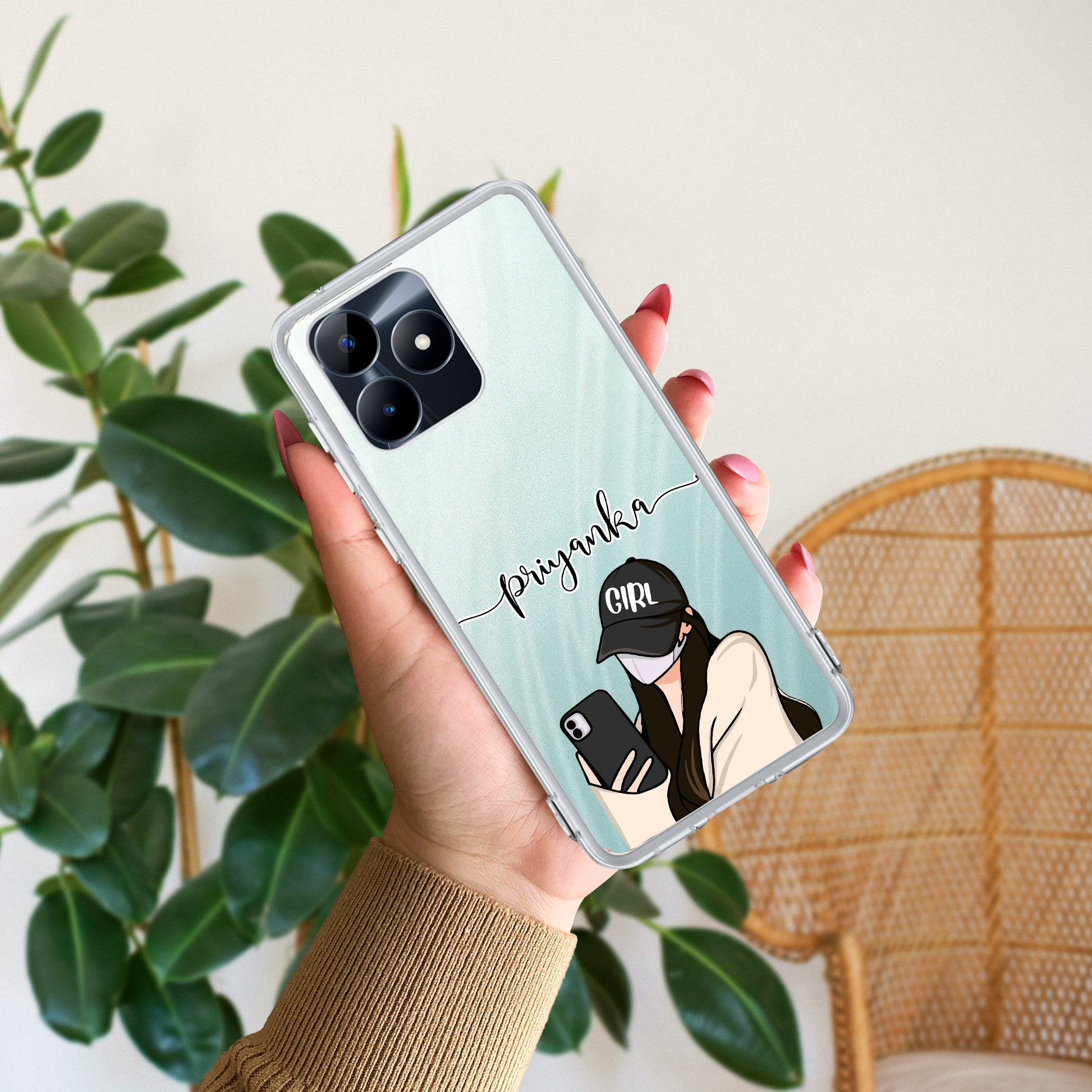 Stylish Girl With Cap Customize Transparent Silicon Case For Realme/Narzo ShopOnCliQ