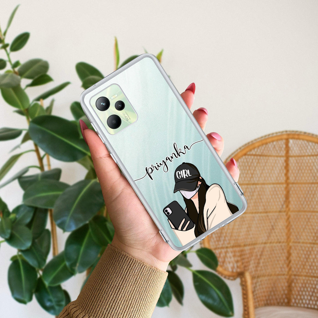 Stylish Girl With Cap Customize Transparent Silicon Case For Realme/Narzo - ShopOnCliQ