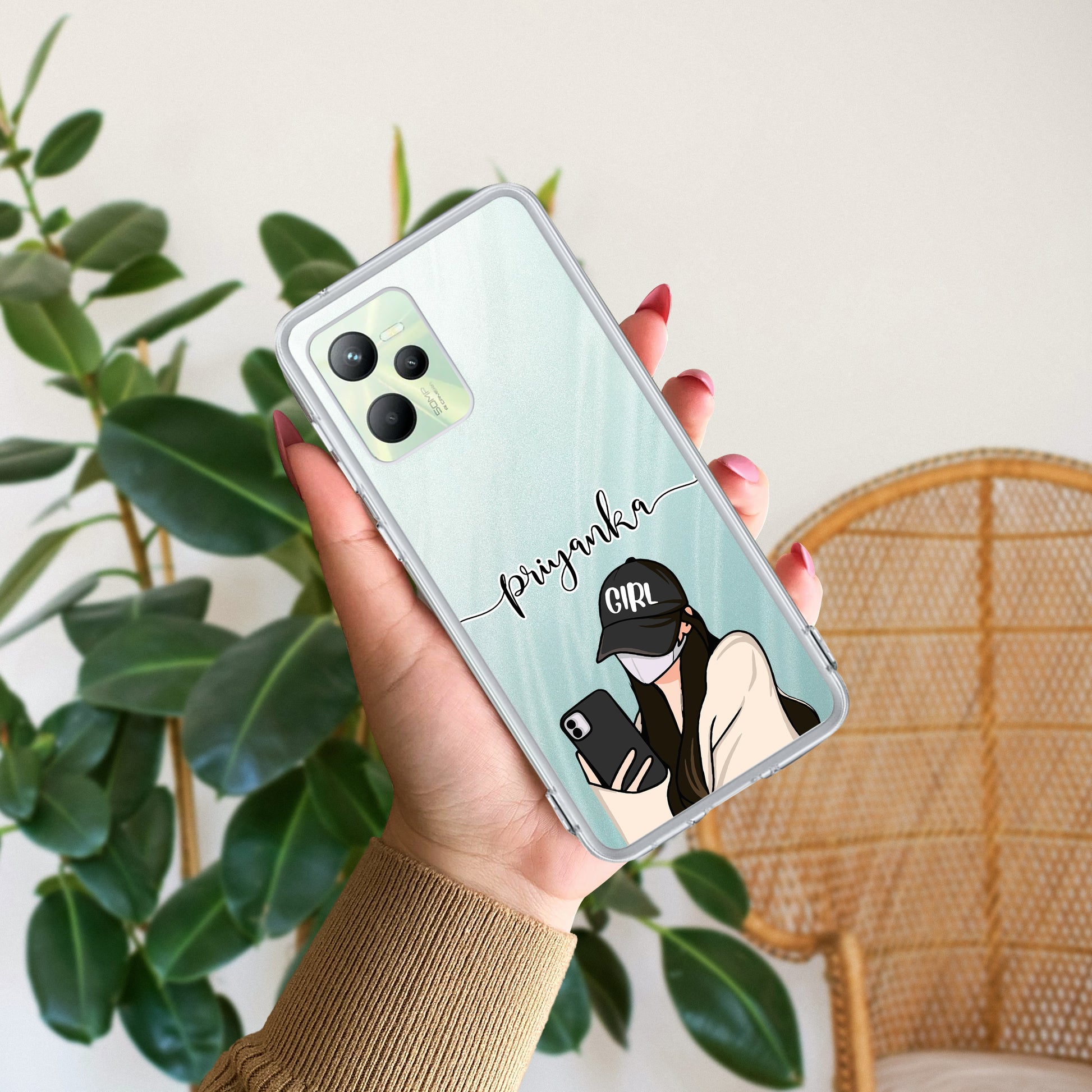 Stylish Girl With Cap Customize Transparent Silicon Case For Realme/Narzo ShopOnCliQ