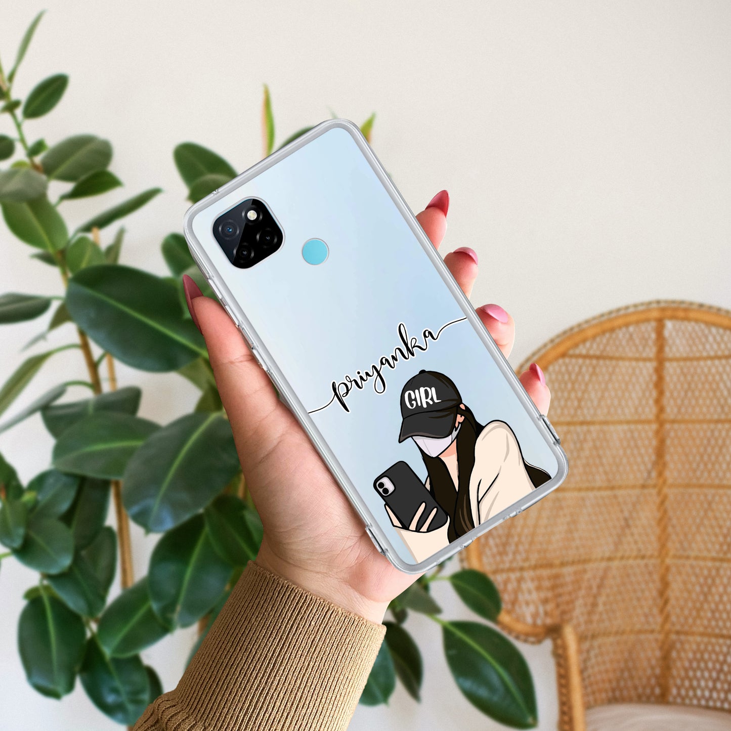 Stylish Girl With Cap Customize Transparent Silicon Case For Realme/Narzo ShopOnCliQ