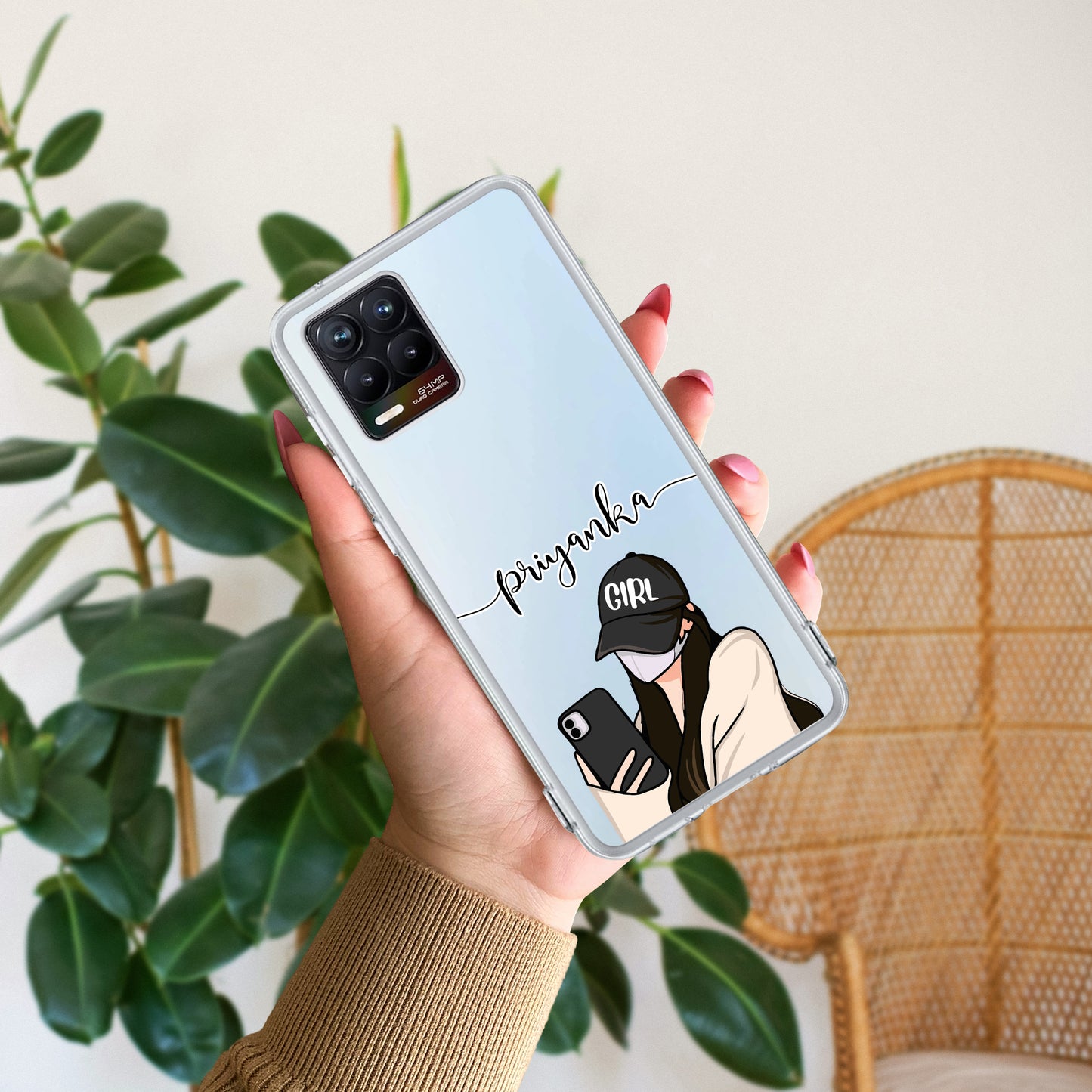 Stylish Girl With Cap Customize Transparent Silicon Case For Realme/Narzo ShopOnCliQ