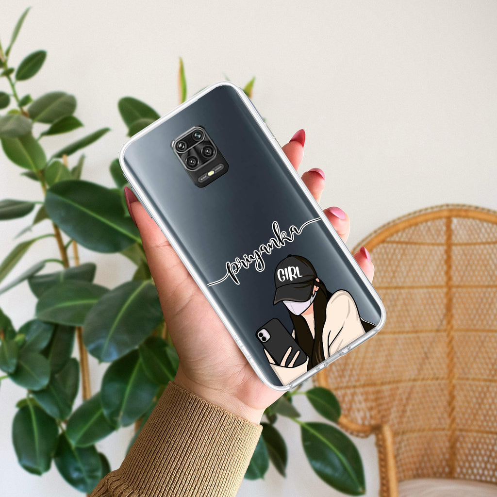 Stylish Girl With Cap Customize Transparent Silicon Case For Redmi 14C 5G
