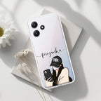 Stylish Girl With Cap Customize Transparent Silicon Case For Redmi Note 13 Pro 5G