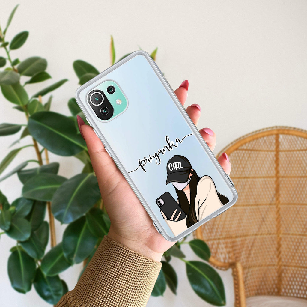 Stylish Girl With Cap Customize Transparent Silicon Case For Redmi Note 13 Pro Plus 5G