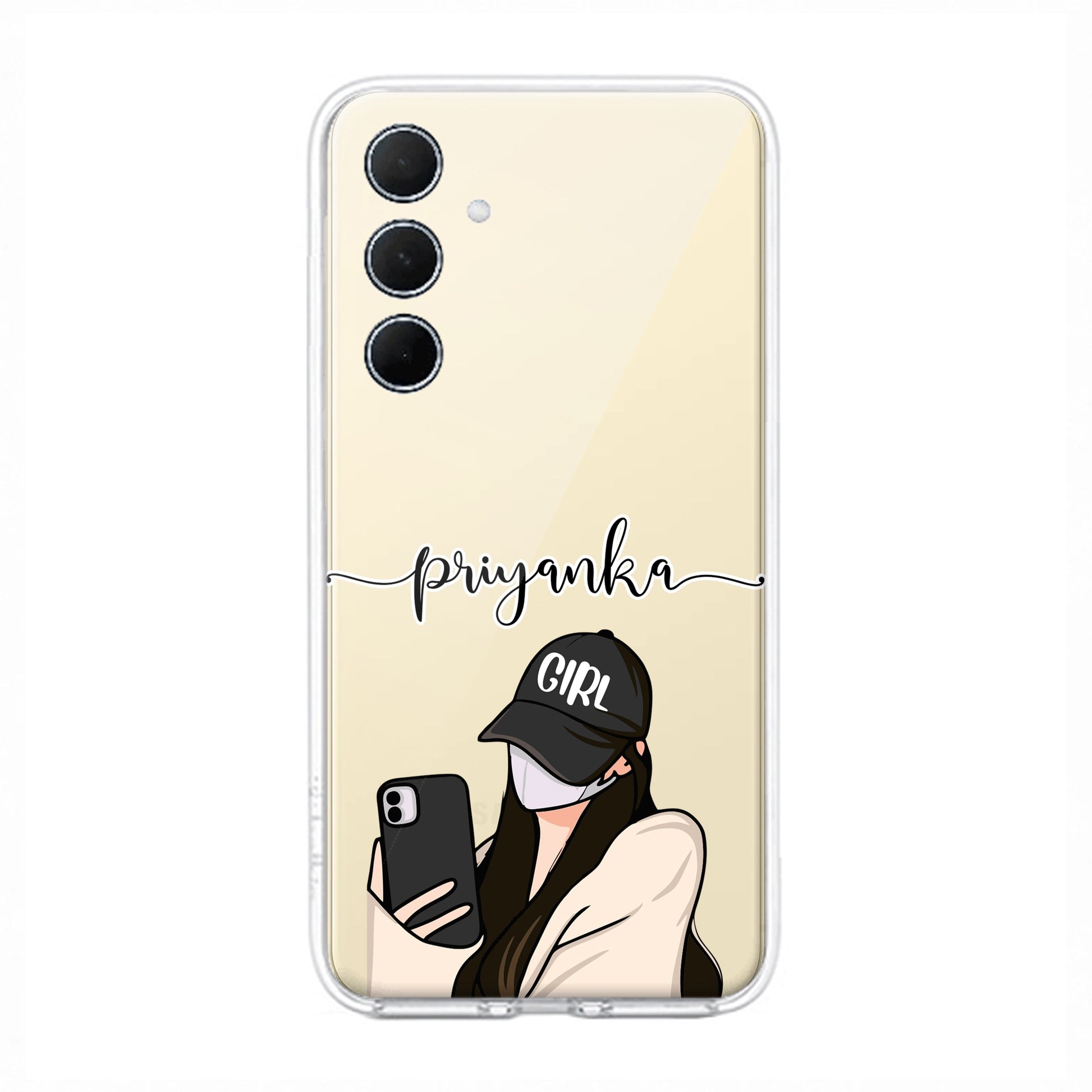 Stylish Girl With Cap Customize Transparent Silicon Case For Samsung ShopOnCliQ