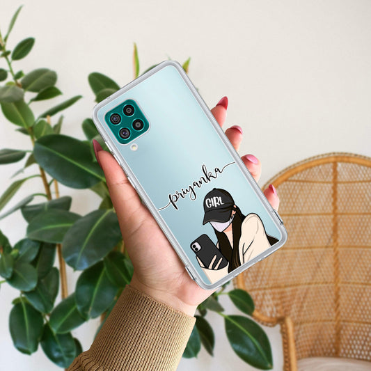 Stylish Girl With Cap Customize Transparent Silicon Case For Samsung
