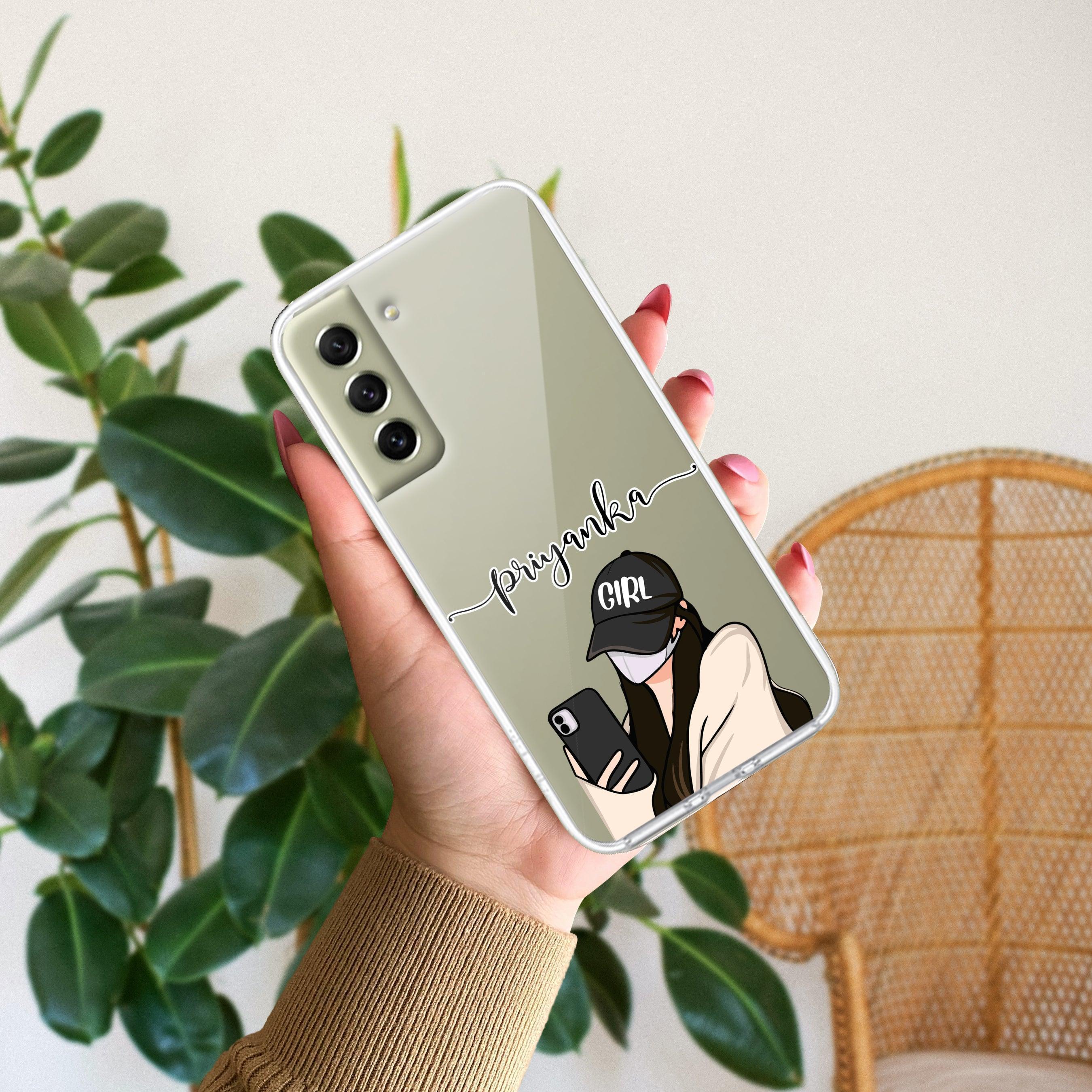 Stylish Girl With Cap Customize Transparent Silicon Case For Samsung