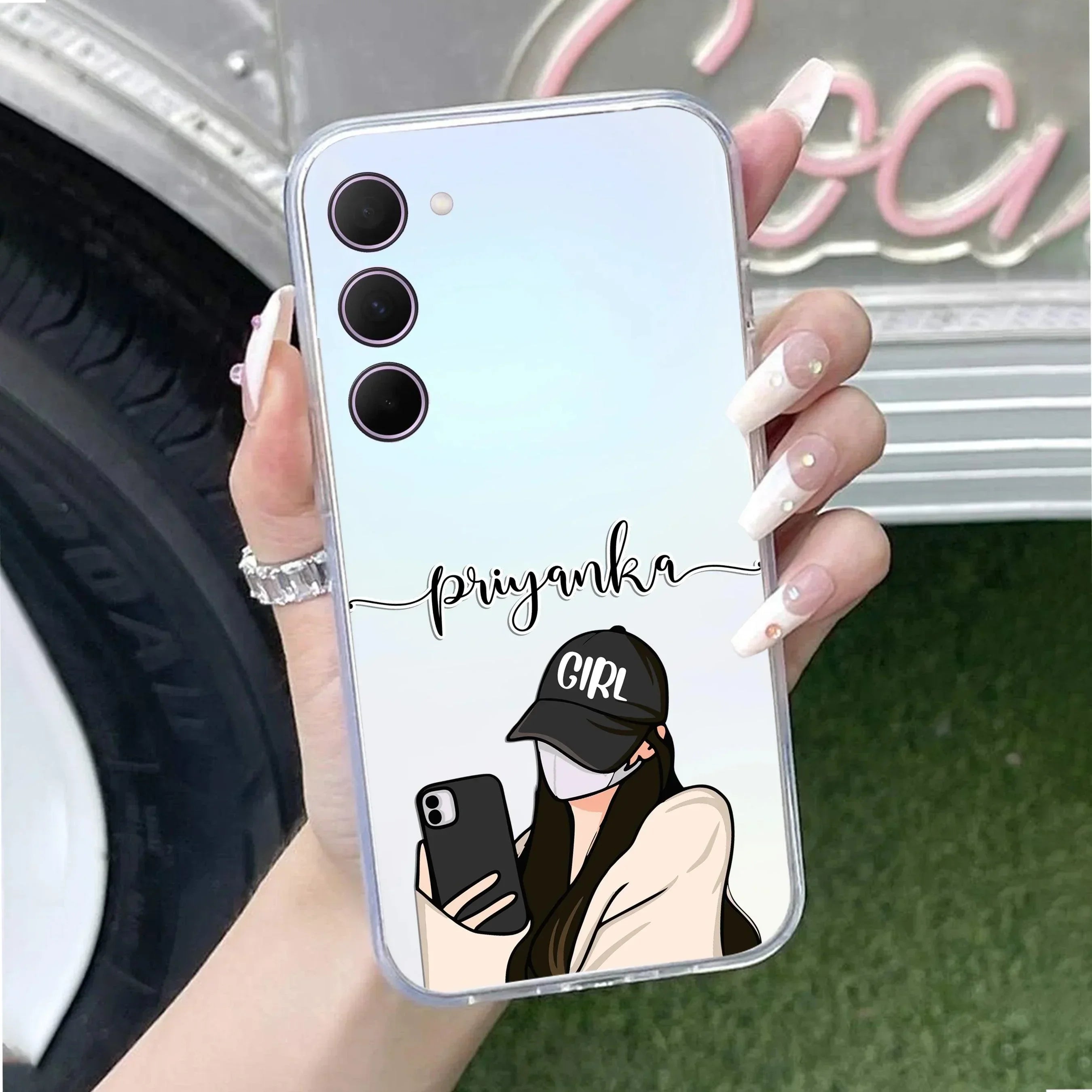 Stylish Girl With Cap Customize Transparent Silicon Case For Samsung Galaxy A72