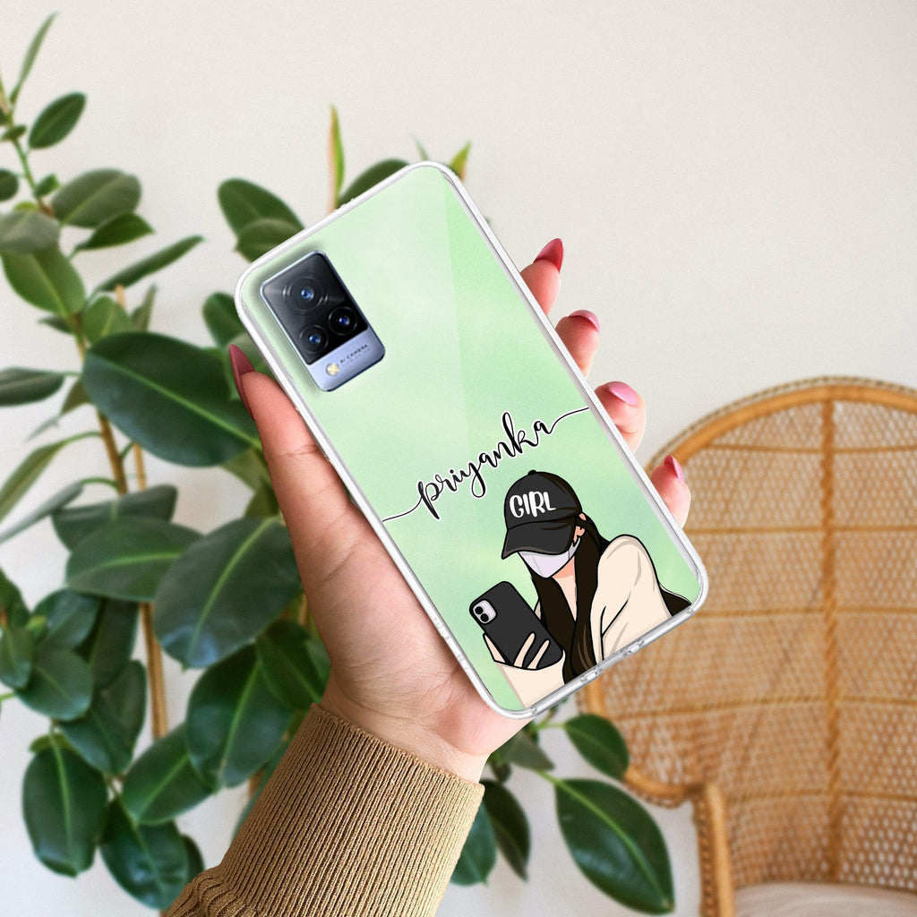 Stylish Girl With Cap Customize Transparent Silicon Case For Vivo T4 Ultra 5G