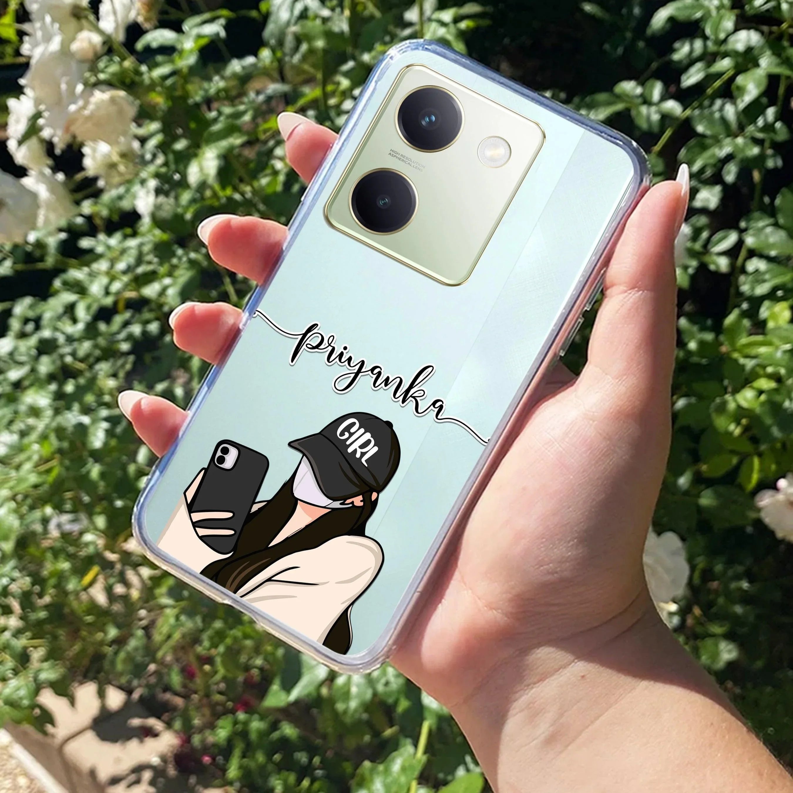 Stylish Girl With Cap Customize Transparent Silicon Case For Vivo - ShopOnCliQ
