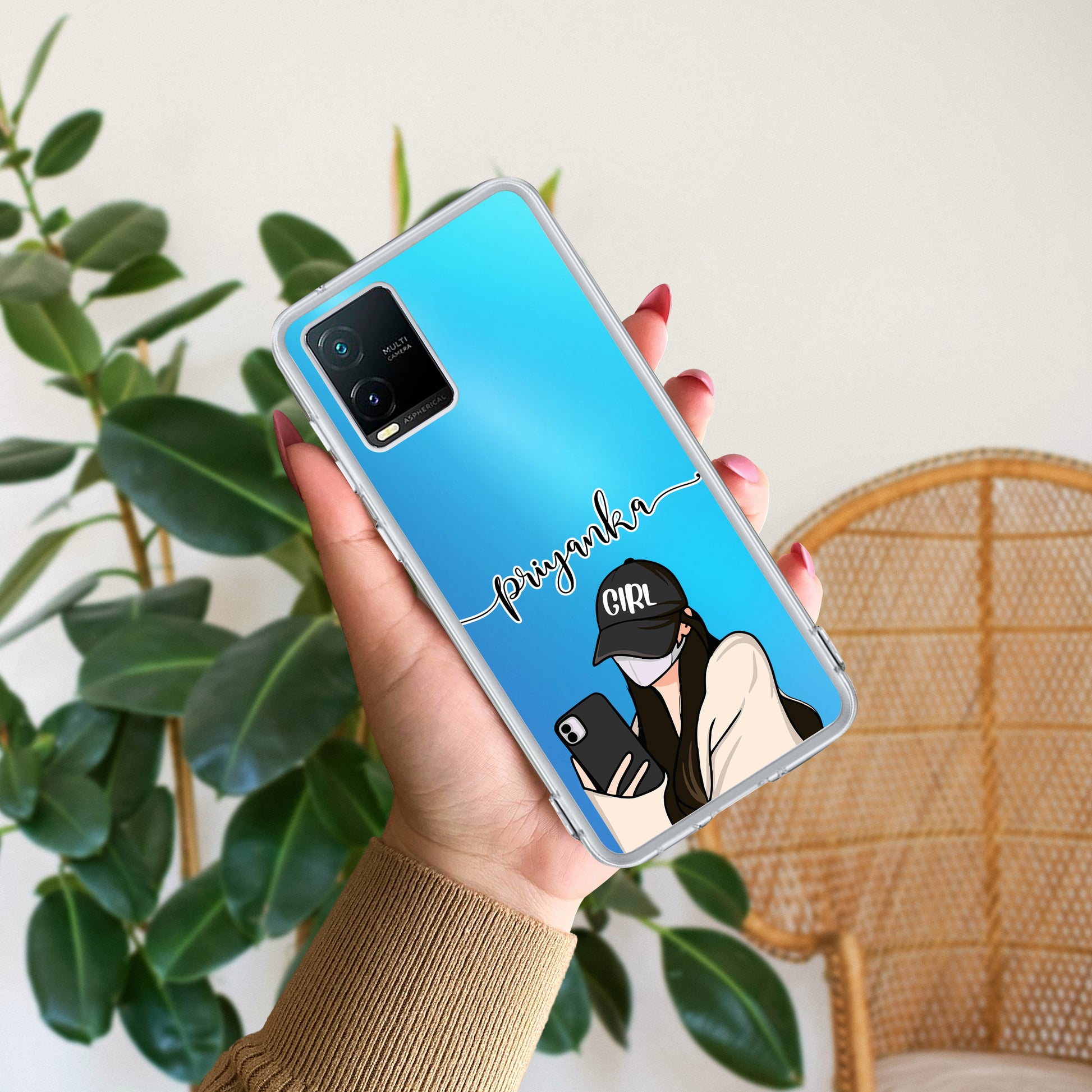 Stylish Girl With Cap Customize Transparent Silicon Case For Vivo ShopOnCliQ