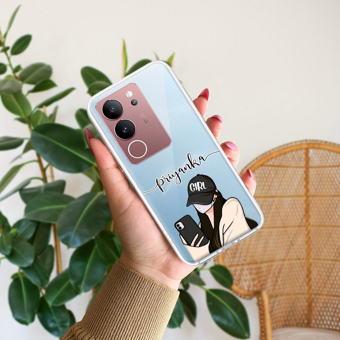 Stylish Girl With Cap Customize Transparent Silicon Case For Vivo ShopOnCliQ