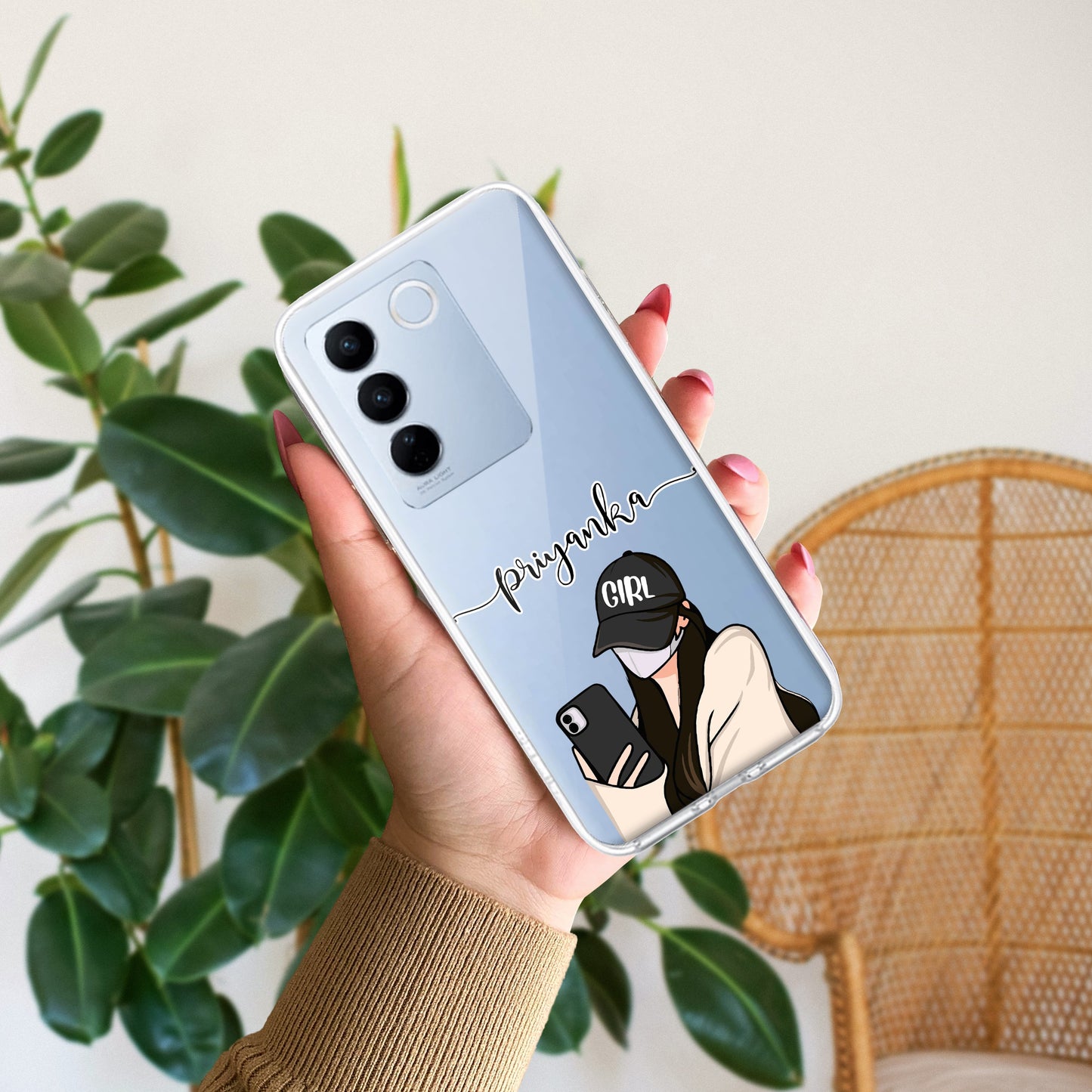 Stylish Girl With Cap Customize Transparent Silicon Case For Vivo ShopOnCliQ