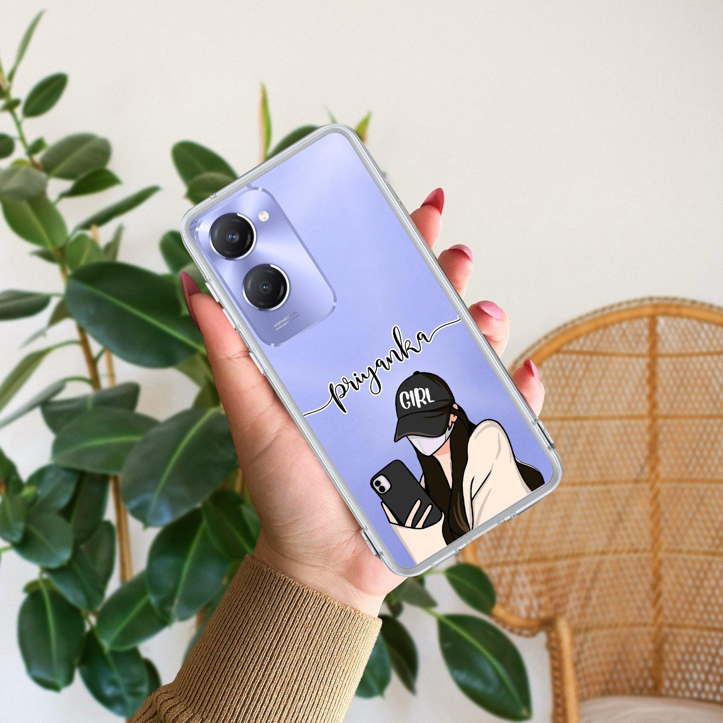 Stylish Girl With Cap Customize Transparent Silicon Case For Vivo