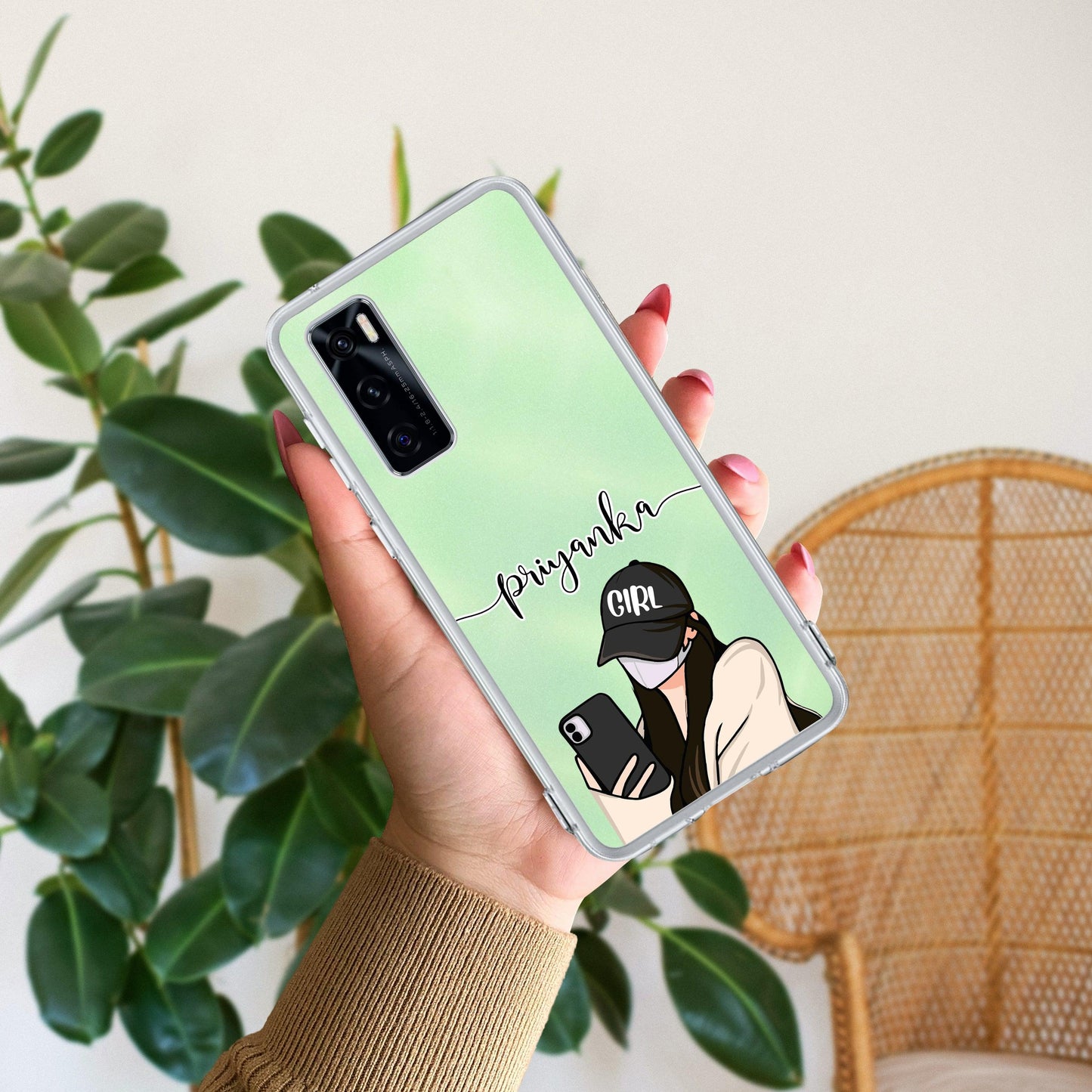 Stylish Girl With Cap Customize Transparent Silicon Case For Vivo