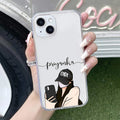 Stylish Girl With Cap Customize Transparent Silicon Case For iPhone 14 Plus