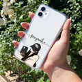 Stylish Girl With Cap Customize Transparent Silicon Case For iPhone 12