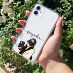 Stylish Girl With Cap Customize Transparent Silicon Case For iPhone 12