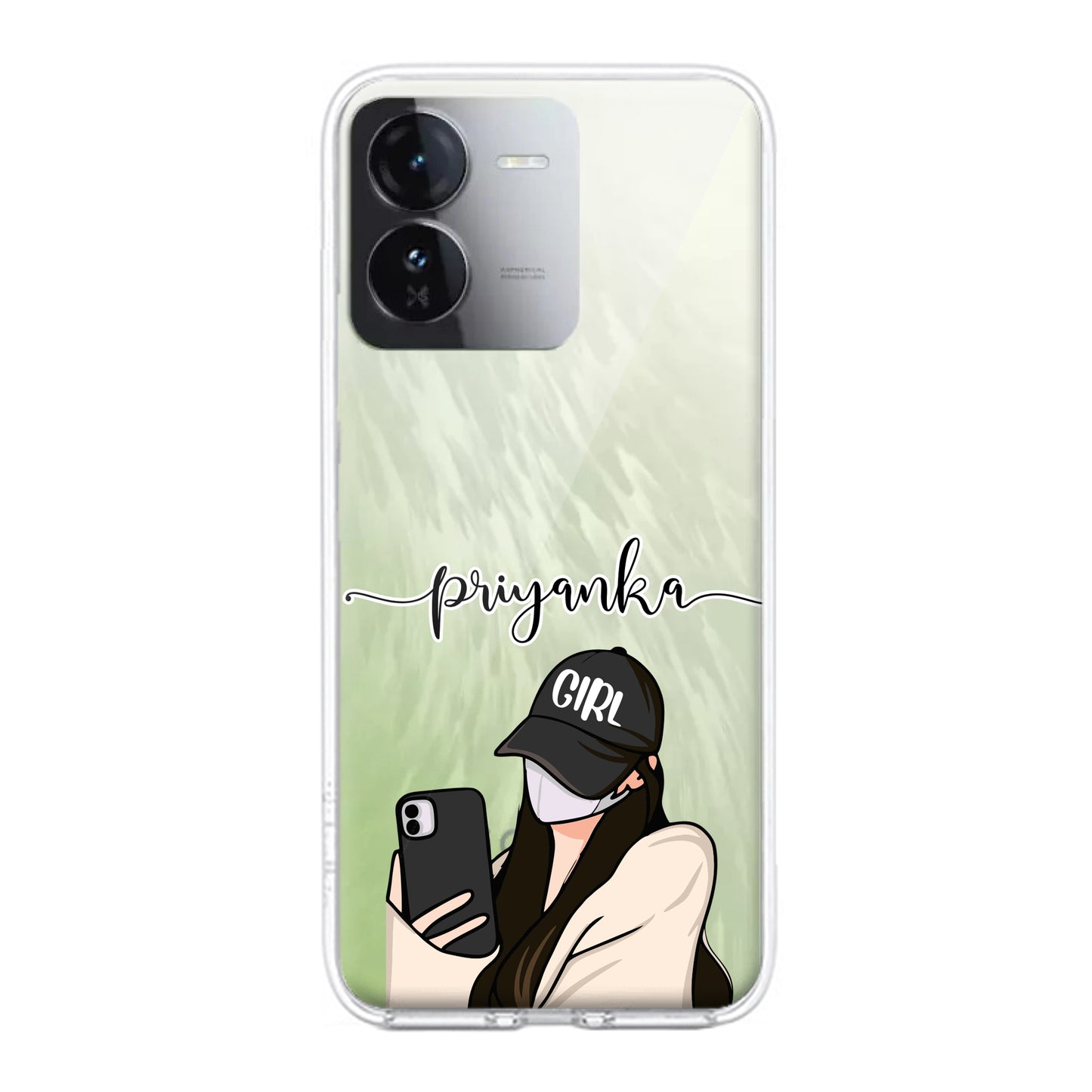 Stylish Girl With Cap Customize Transparent Silicon Case For iQOO ShopOnCliQ