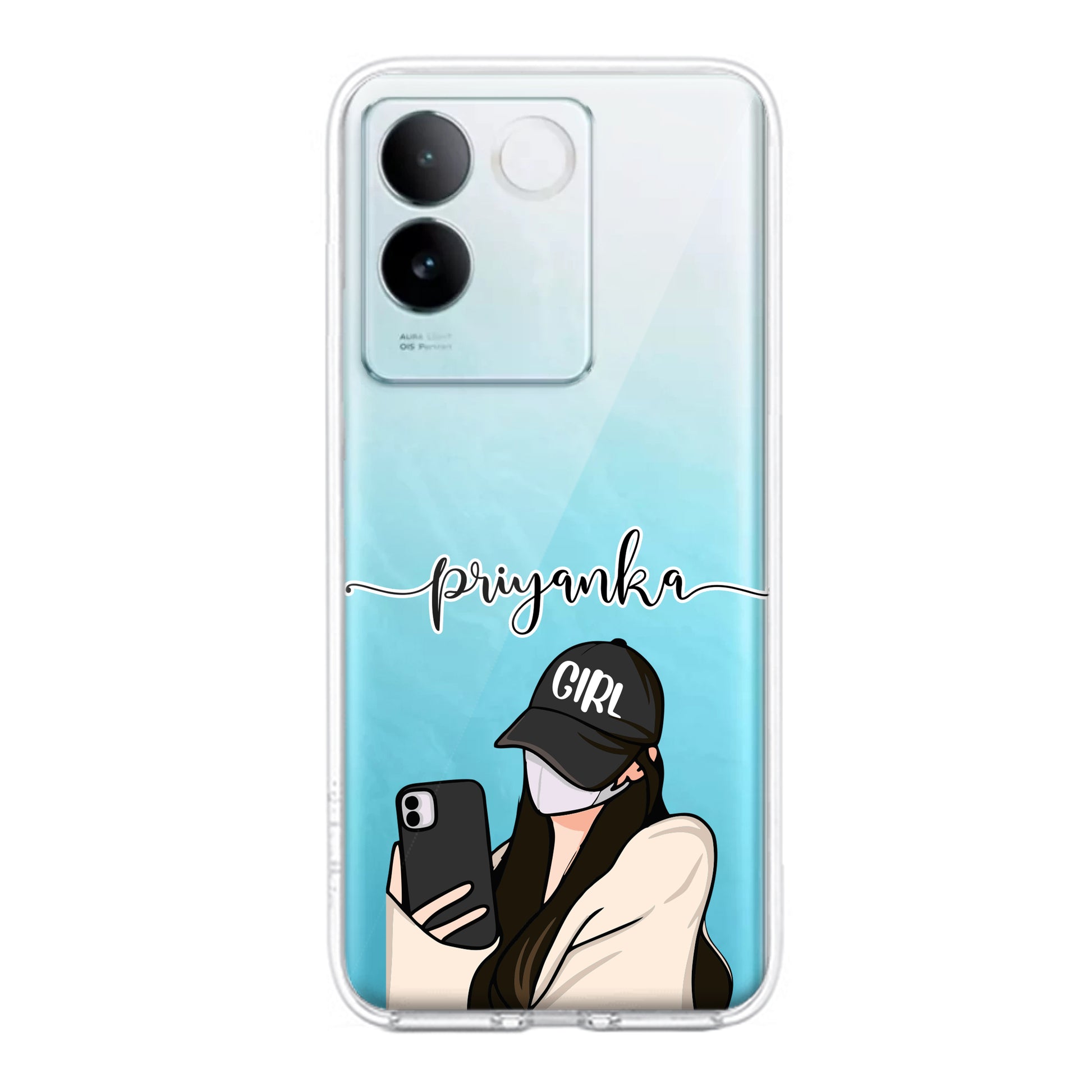 Stylish Girl With Cap Customize Transparent Silicon Case For iQOO ShopOnCliQ