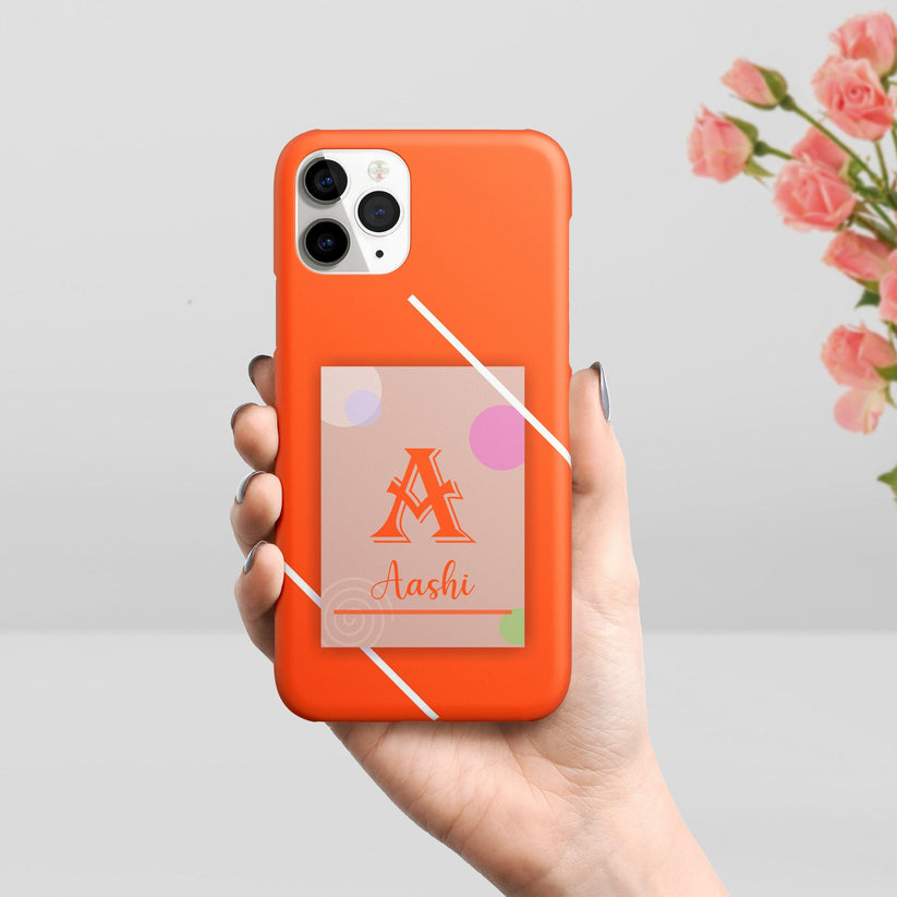 Stylish Initial Of The Name Customize Printed Phone Case Cover Color Orange For iPhone