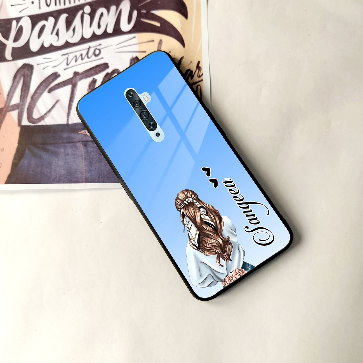 Styles Girl Customize Name Glass Case For Oppo