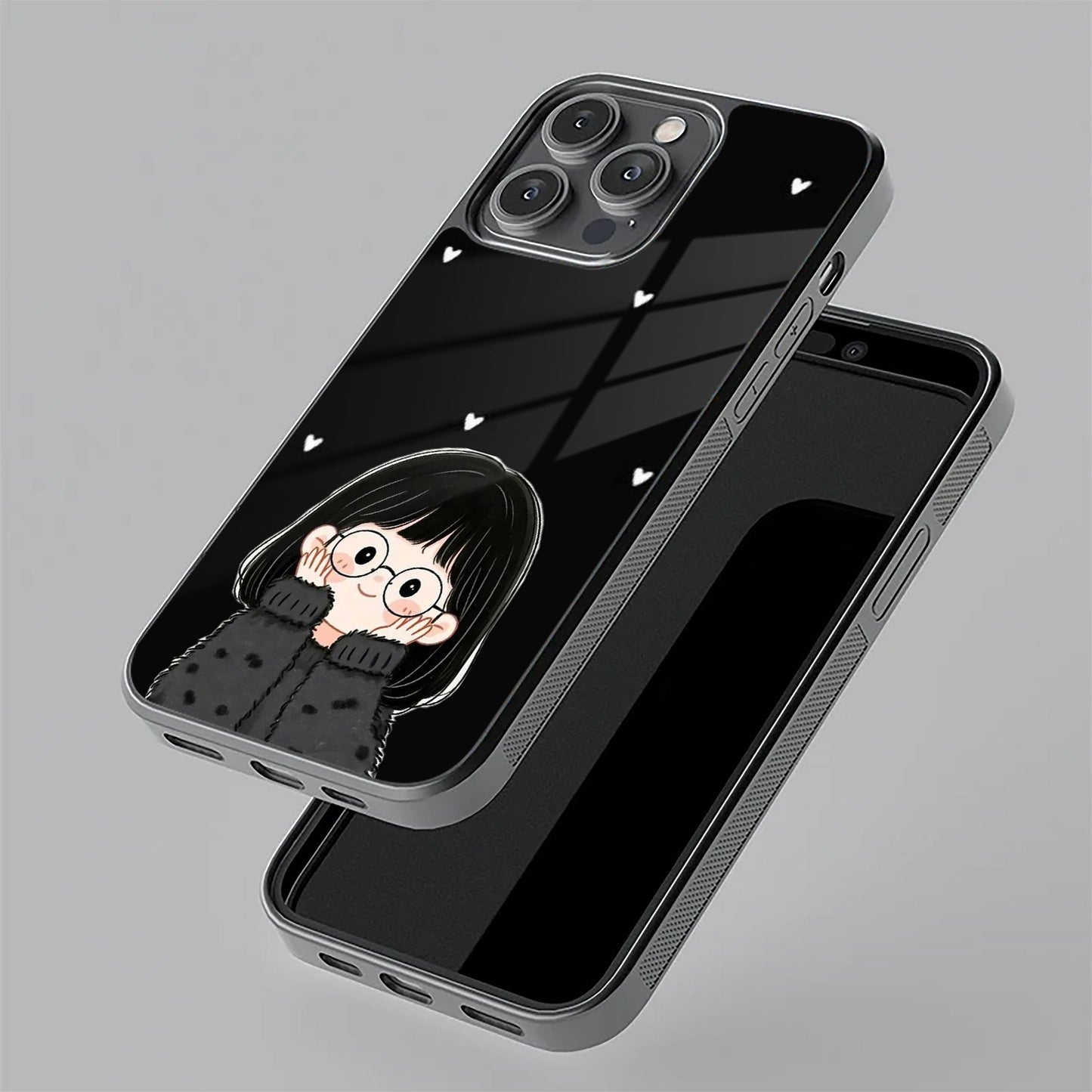 Sweet Blush Girl Glass Case Cover For iQOO