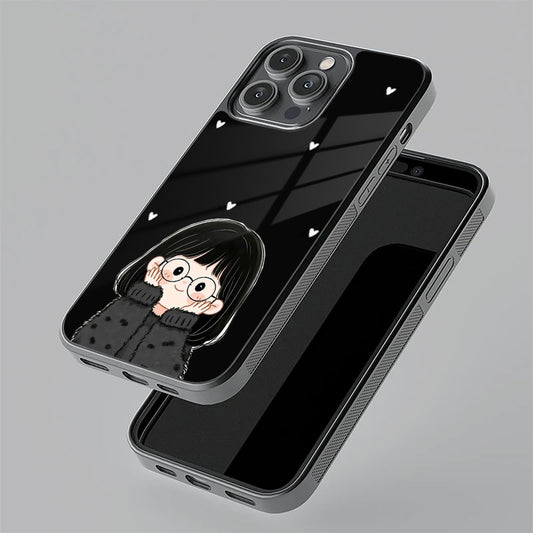 Sweet Blush Girl Glass Case Cover For iQOO