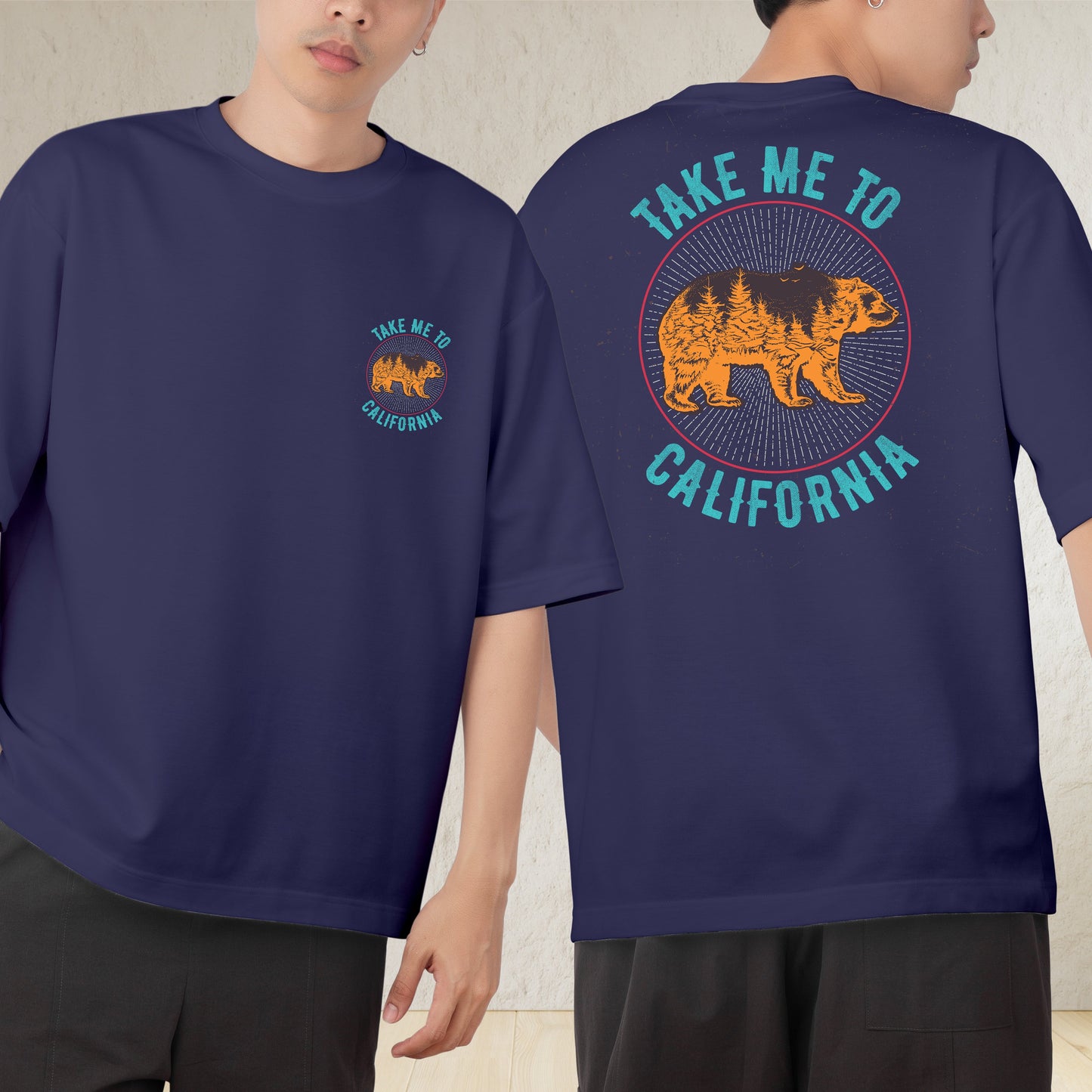 Take To Me California Men's Cotton Graphic Print Oversized T-Shirt - ShopOnCliQ