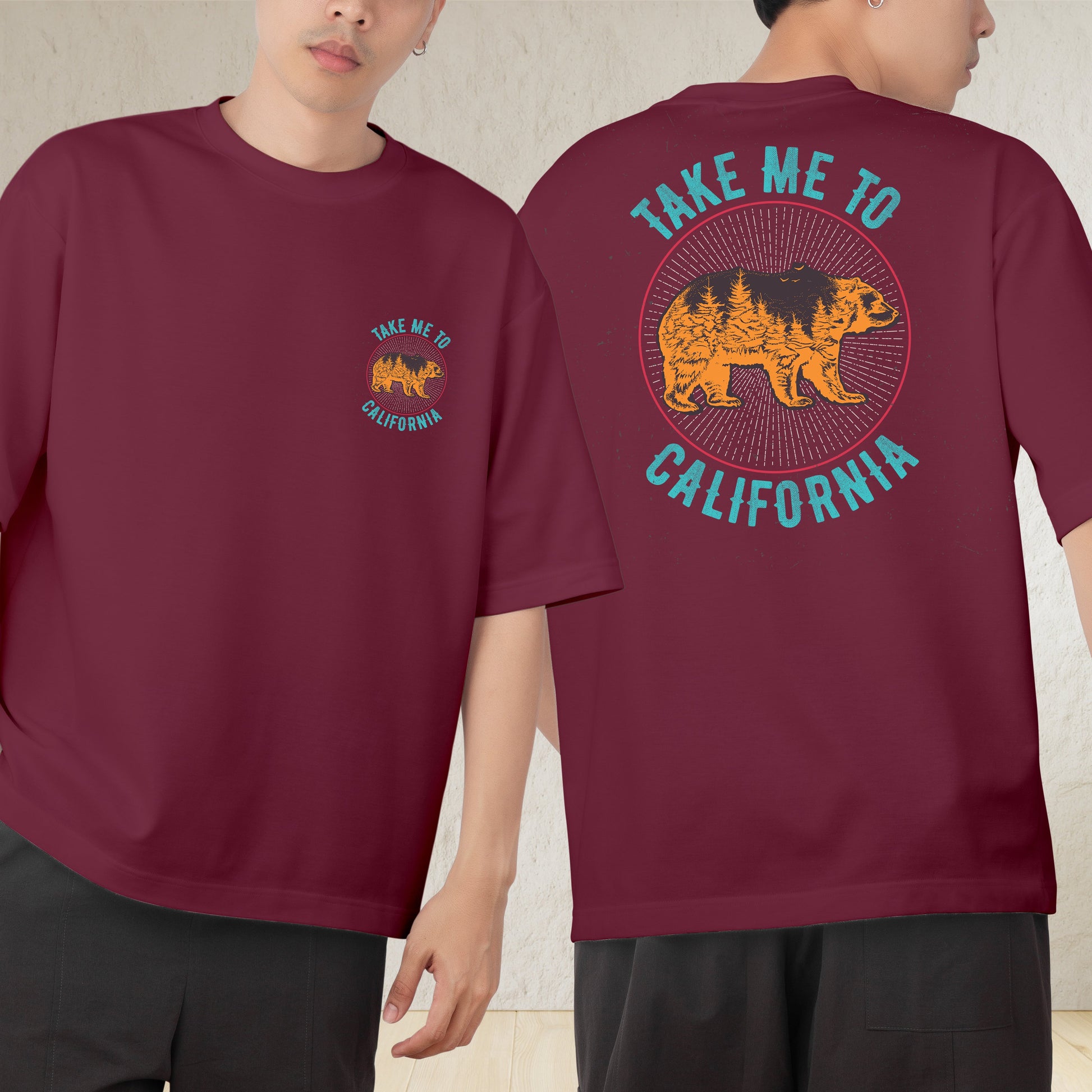 Take To Me California Men's Cotton Graphic Print Oversized T-Shirt - ShopOnCliQ