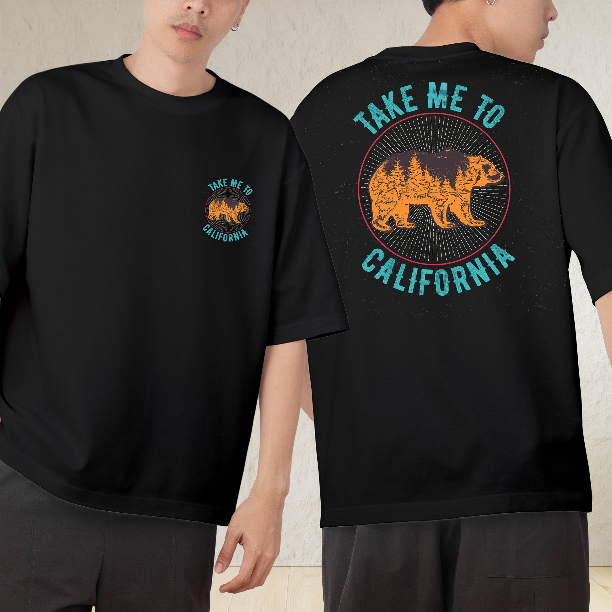 Take To Me California Men's Cotton Graphic Print Oversized T-Shirt - ShopOnCliQ