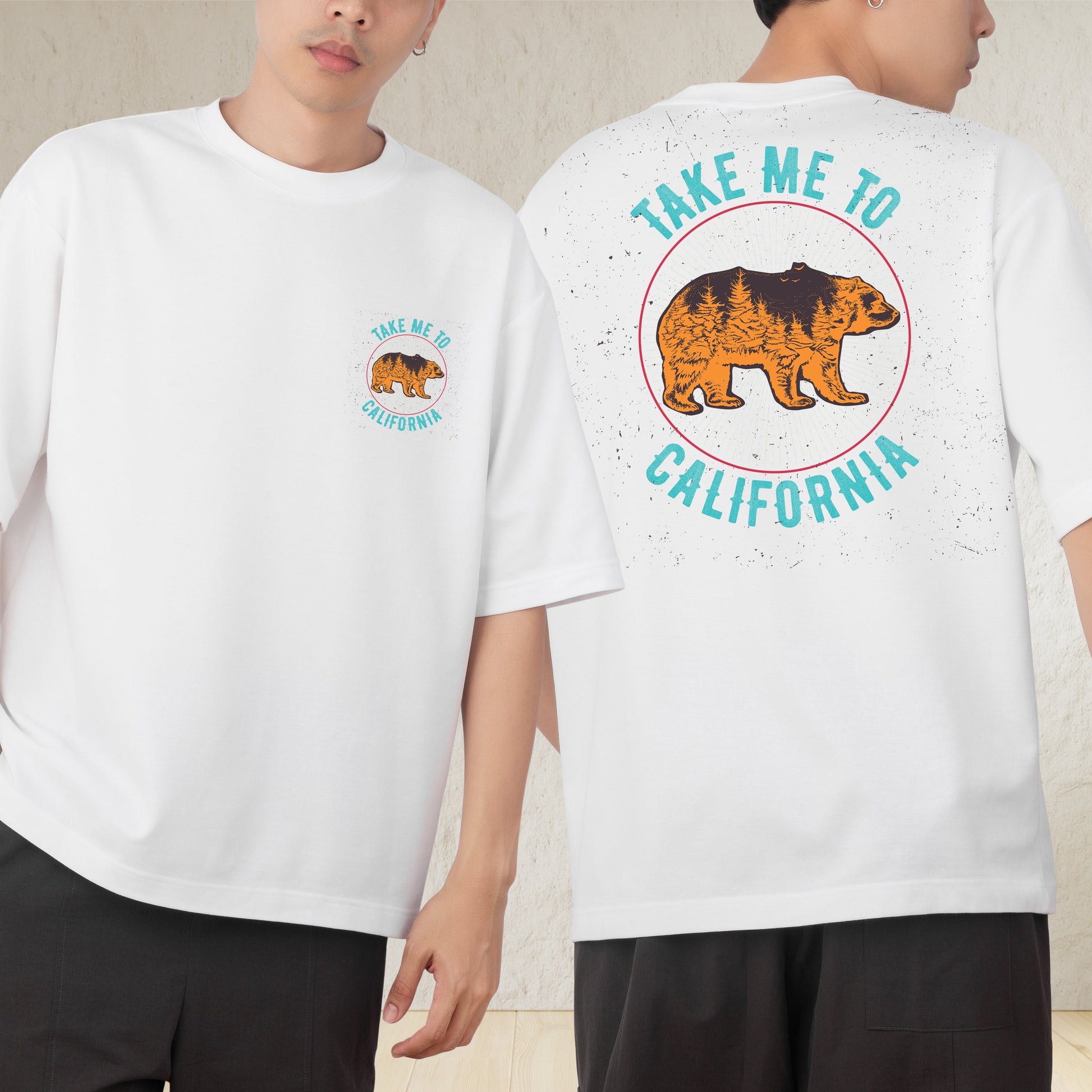 Take To Me California Men's Cotton Graphic Print Oversized T-Shirt - ShopOnCliQ