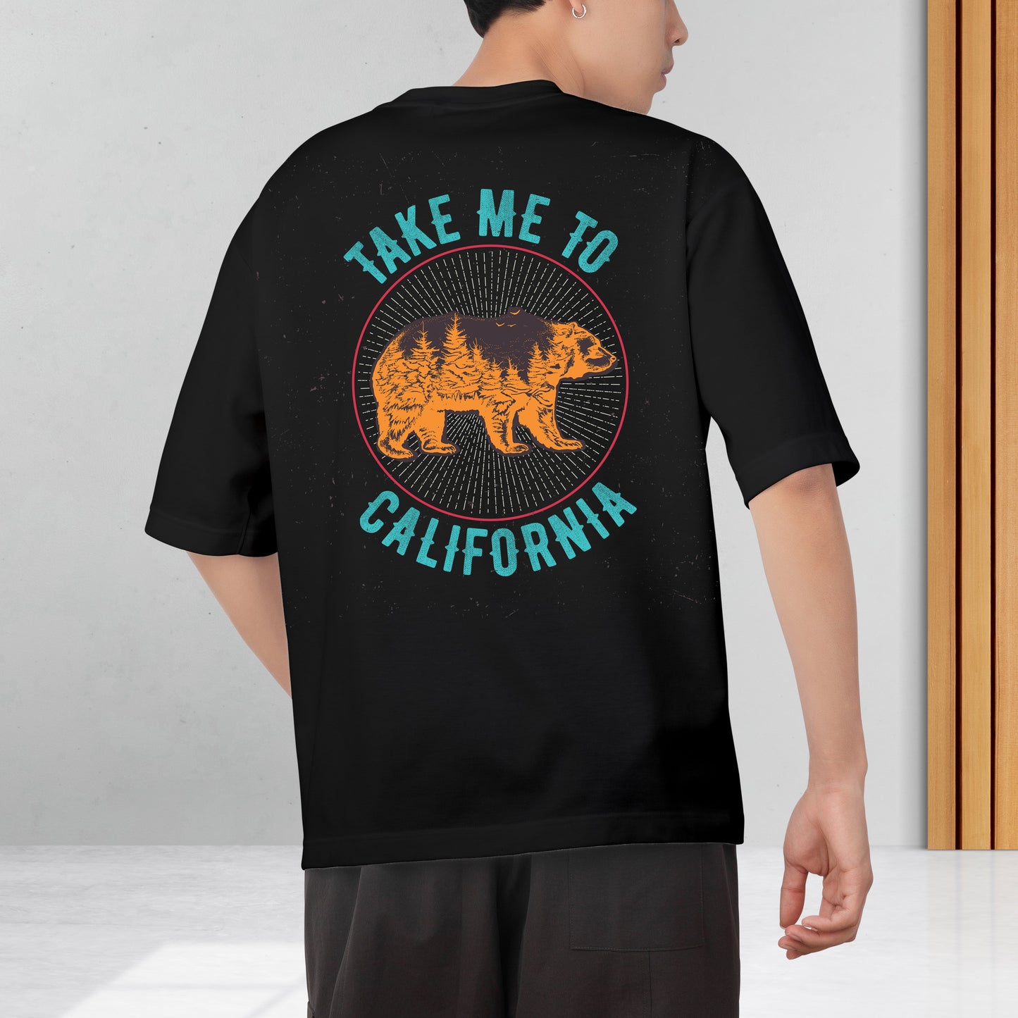 Take To Me California Men's Cotton Graphic Print Oversized T-Shirt - ShopOnCliQ